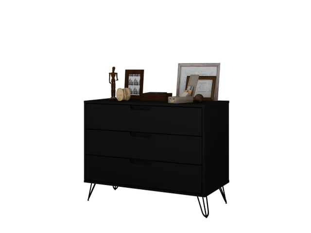 Manhattan Comfort Rockefeller 3-Drawer Dresser - Black Manhattan Comfort Rockefeller 3-Drawer Dresser - Black