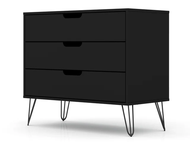 Manhattan Comfort Rockefeller 3-Drawer Dresser - Black Manhattan Comfort Rockefeller 3-Drawer Dresser - Black