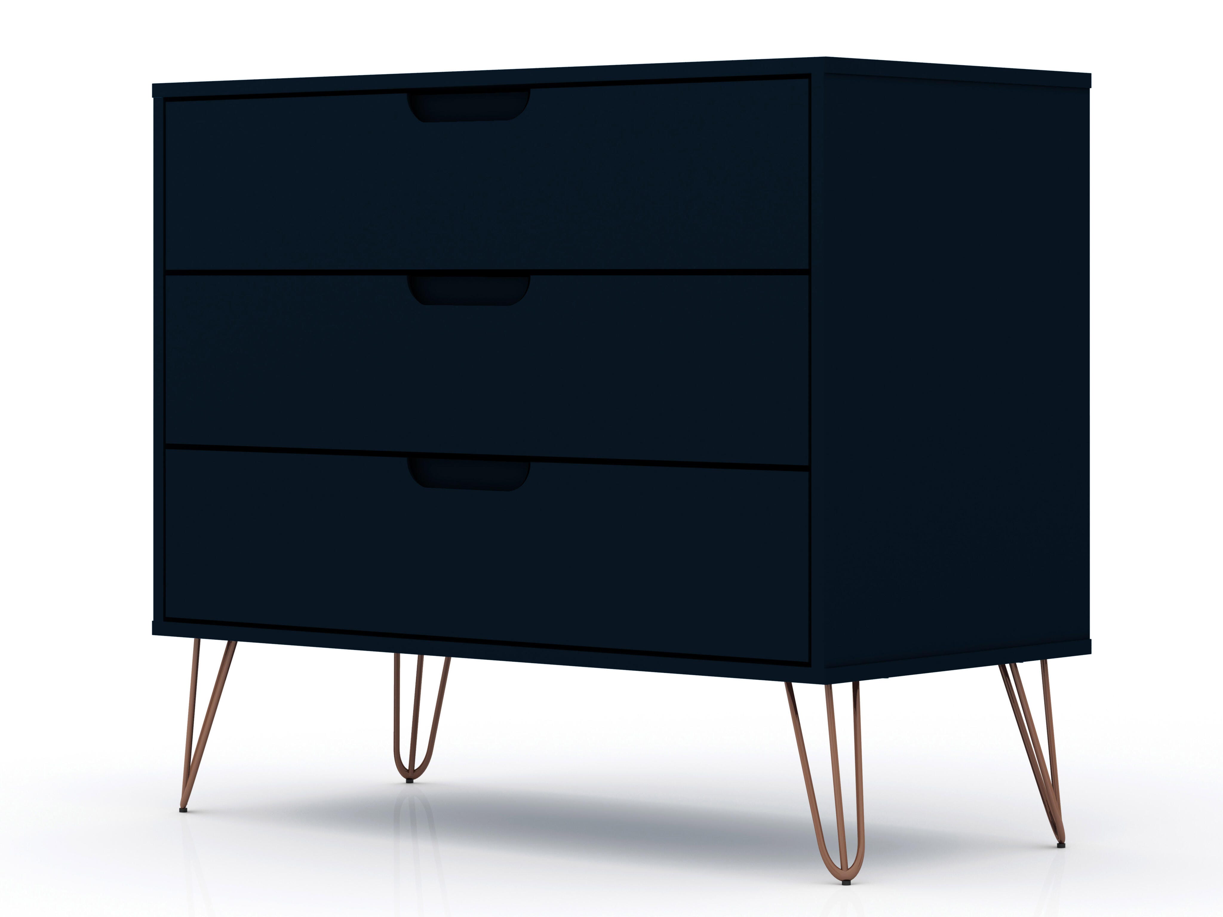 Modern Three Drawer Dresser, Blue, large