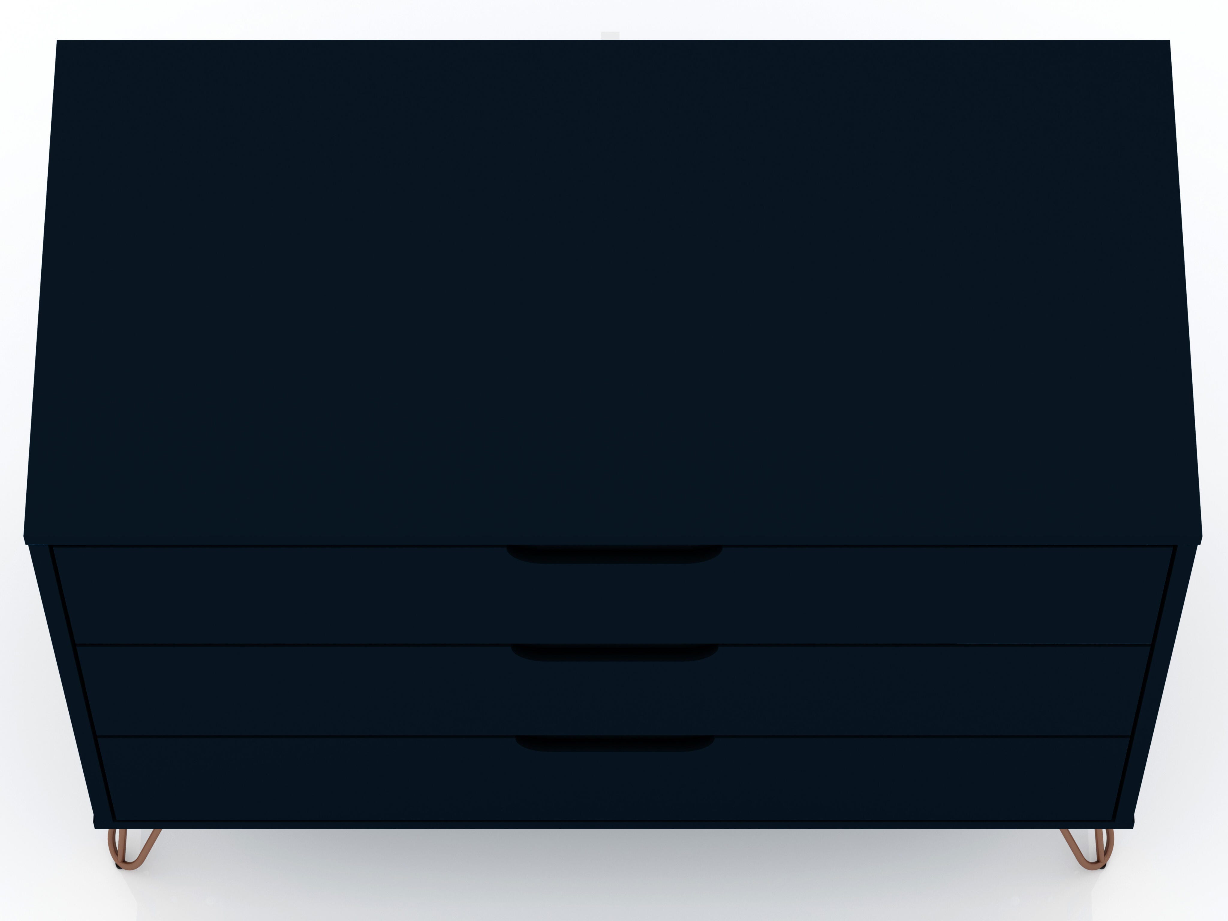 Modern Three Drawer Dresser, Blue, large
