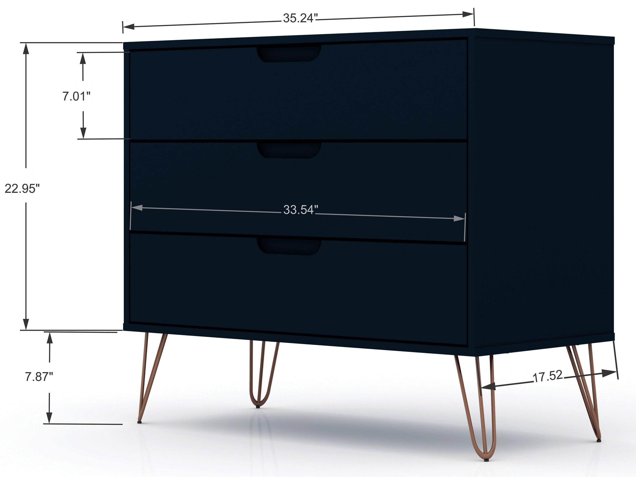 Modern Three Drawer Dresser, Blue, large