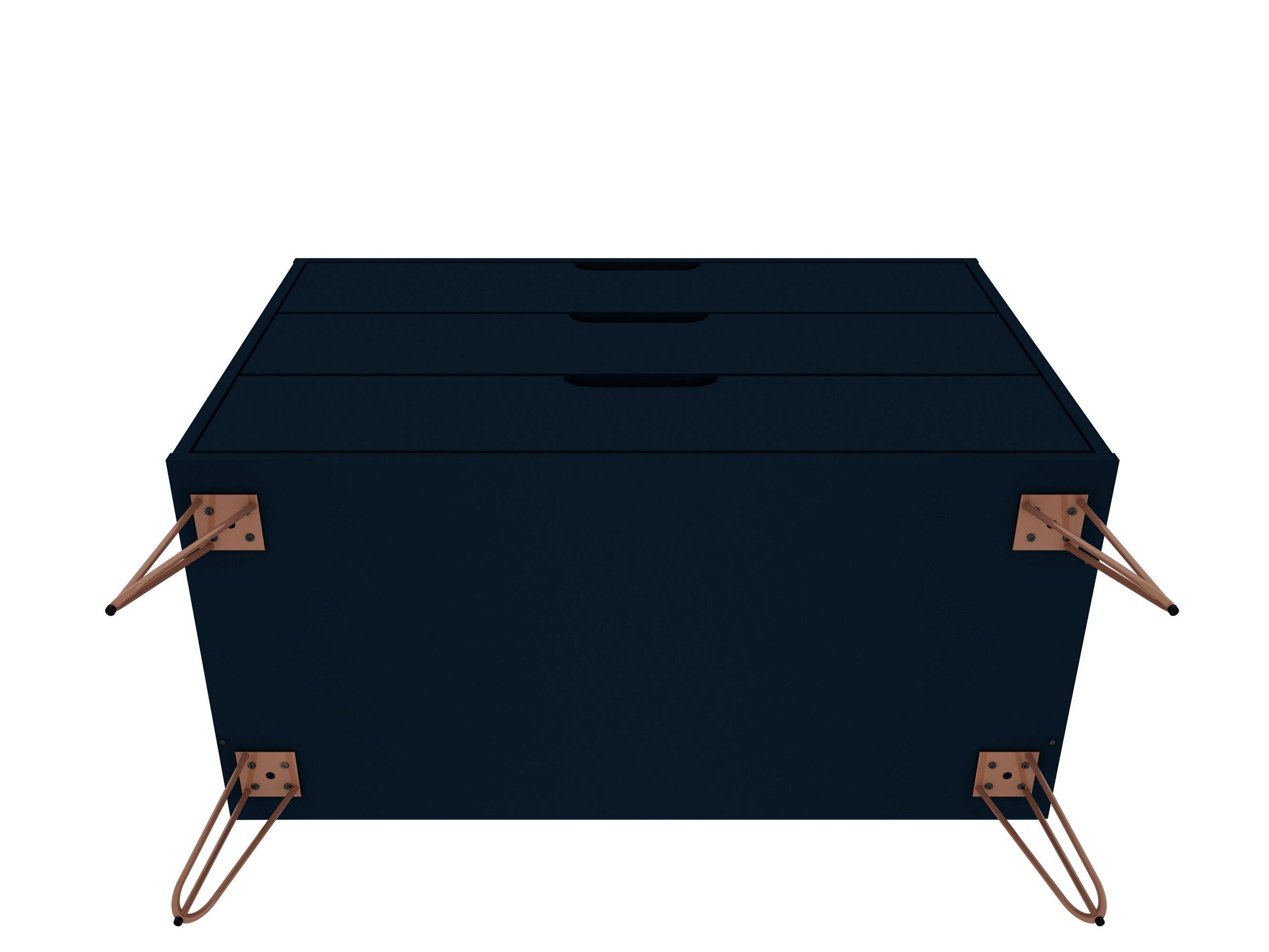 Modern Three Drawer Dresser, Blue, large