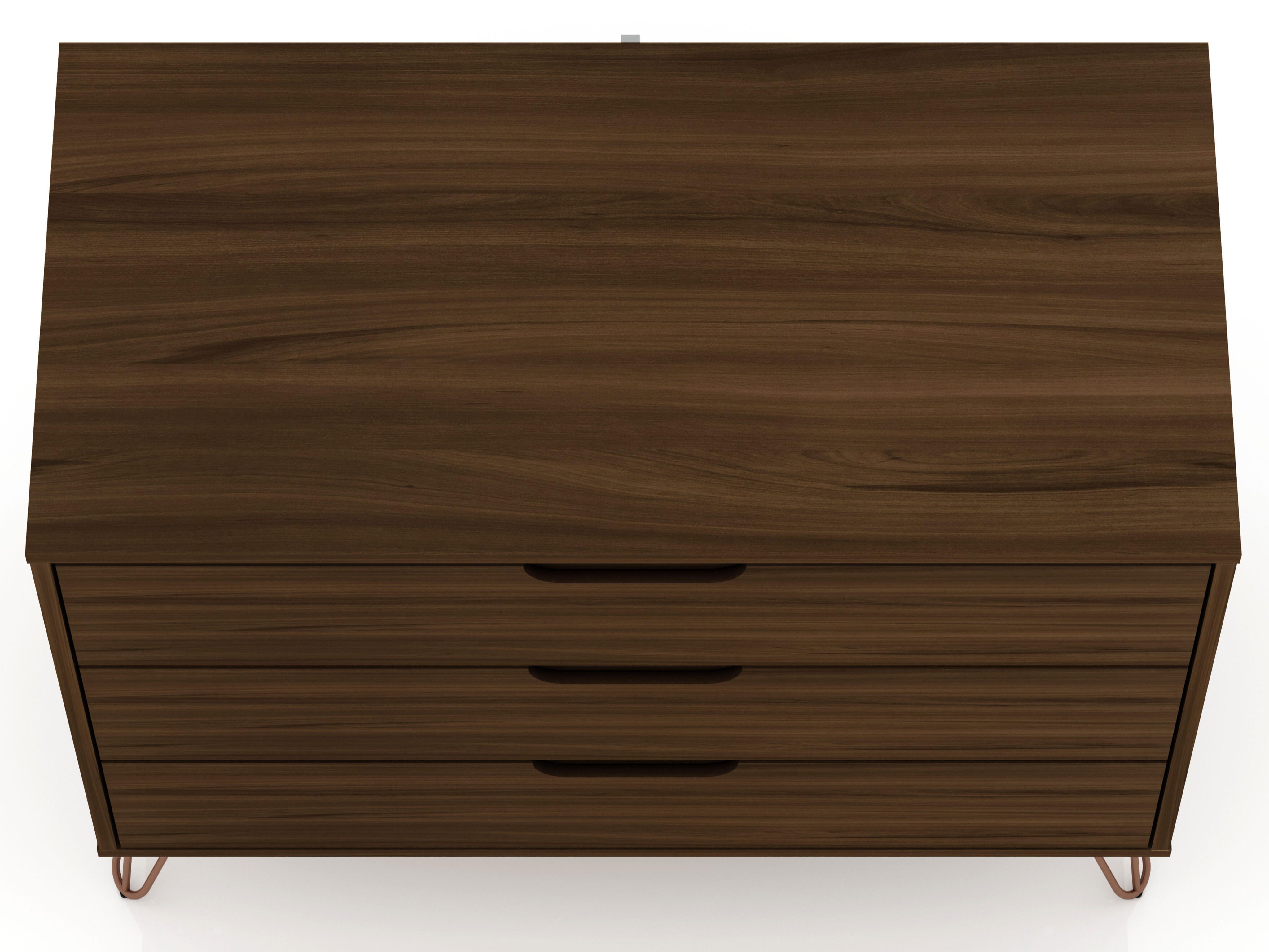 Modern Three Drawer Dresser, Brown, large