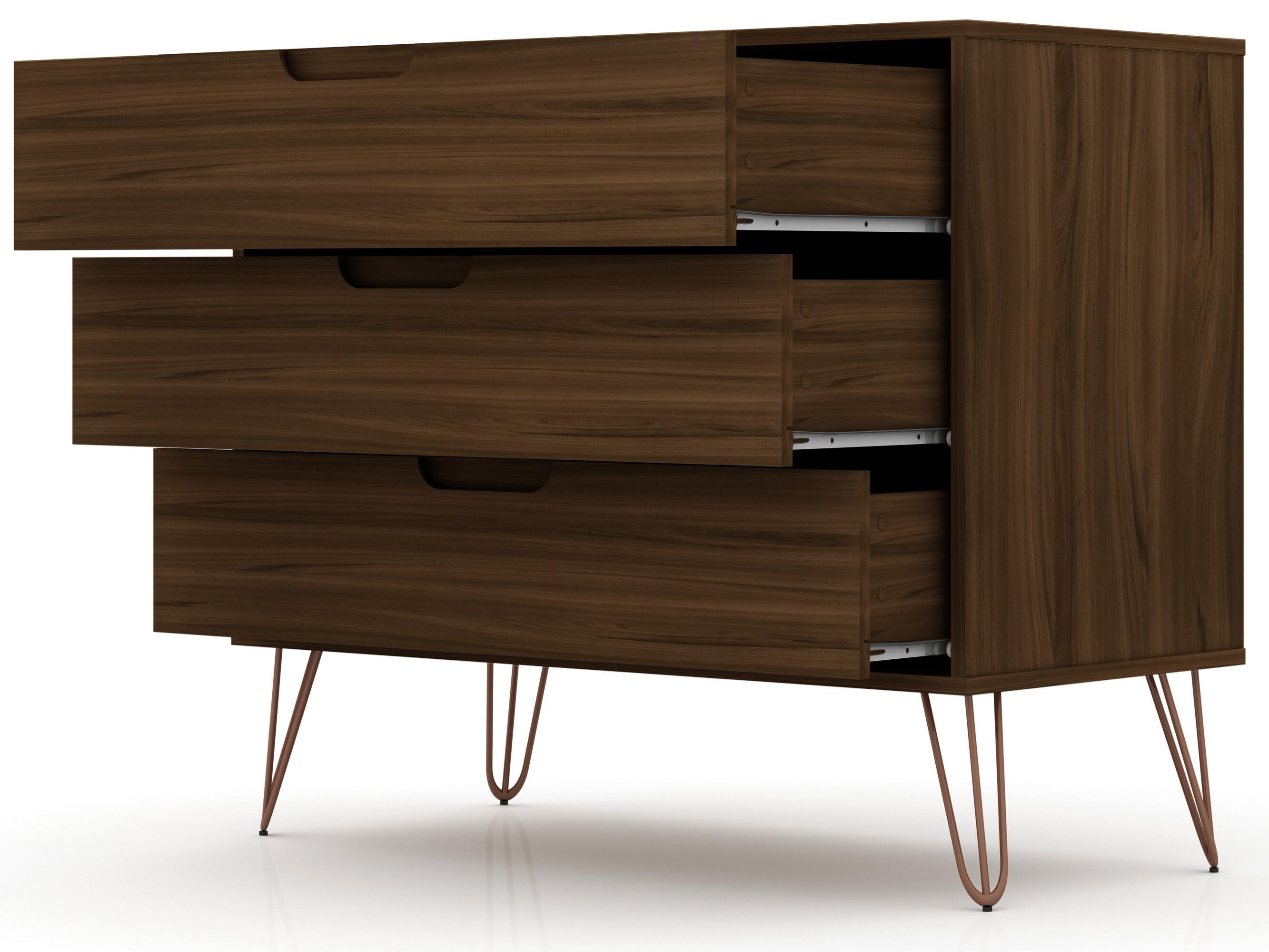 Modern Three Drawer Dresser, Brown, large