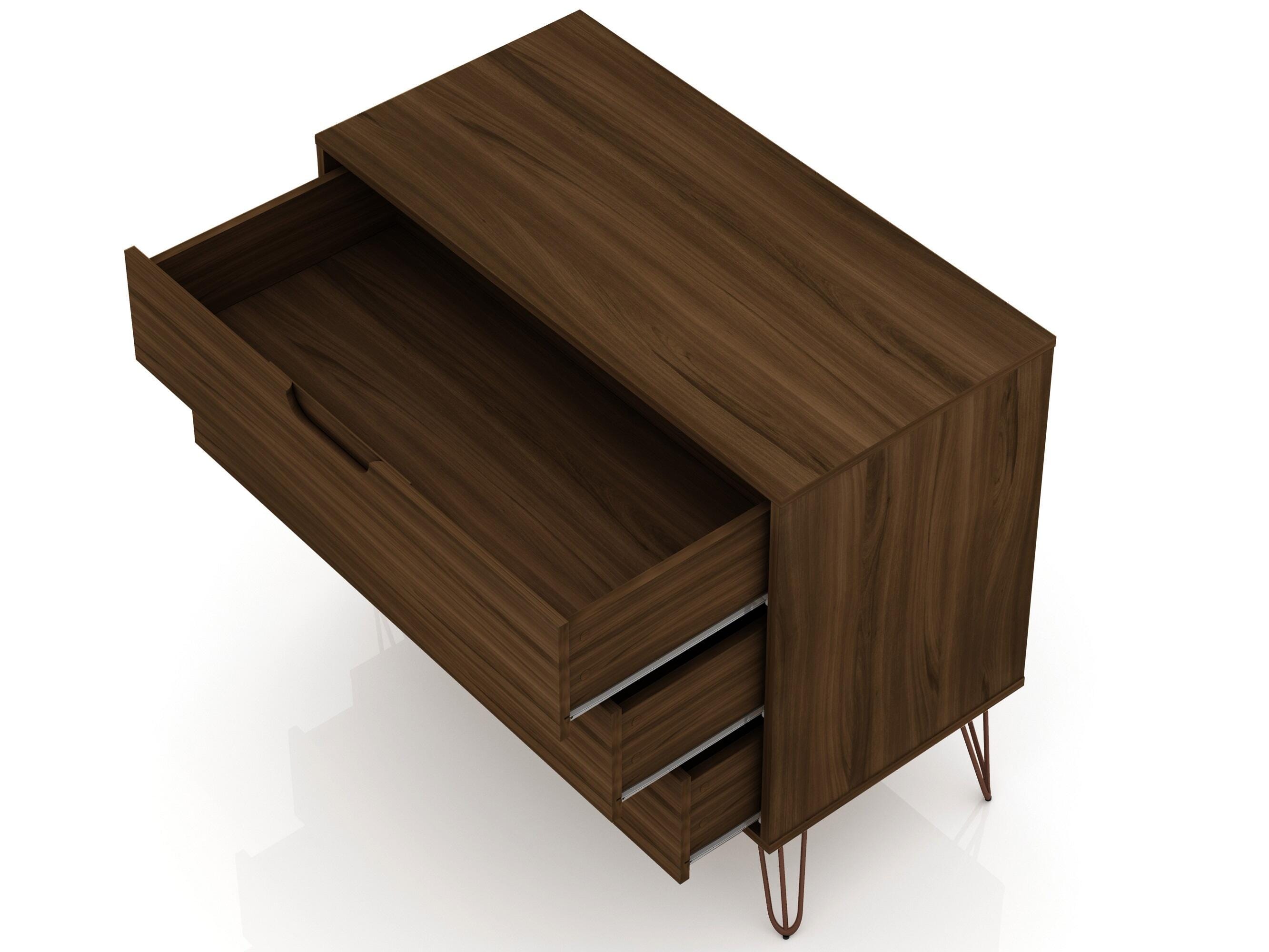 Modern Three Drawer Dresser, Brown, large