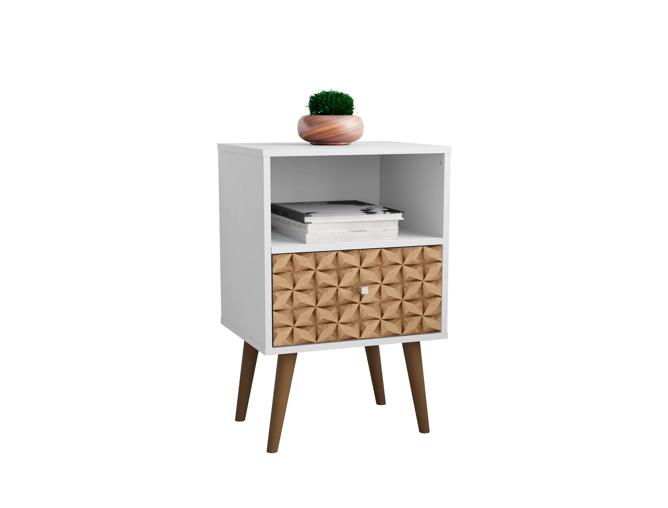Liberty One Drawer Nightstand, White/Brown, large