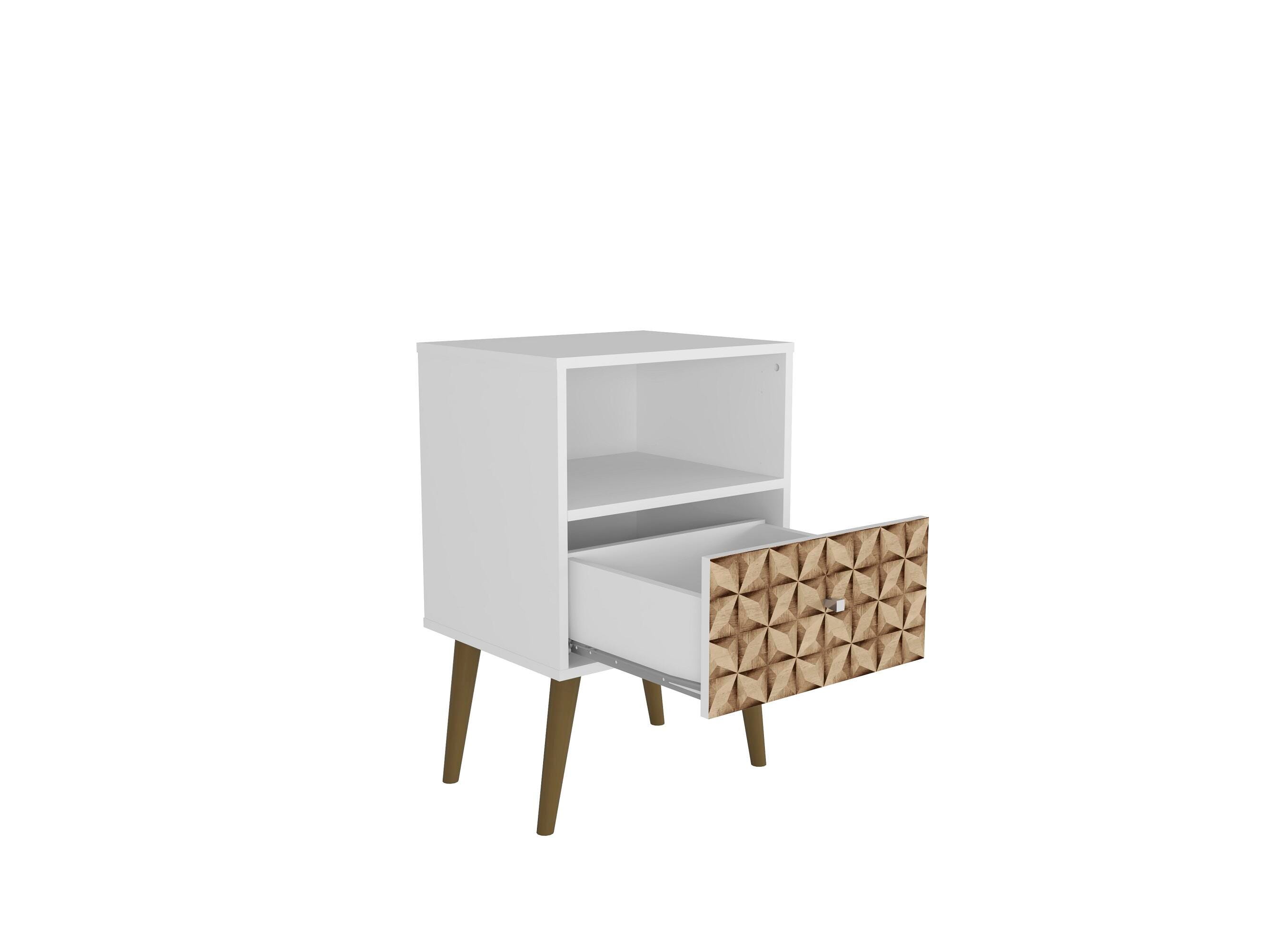 Liberty One Drawer Nightstand, White/Brown, large