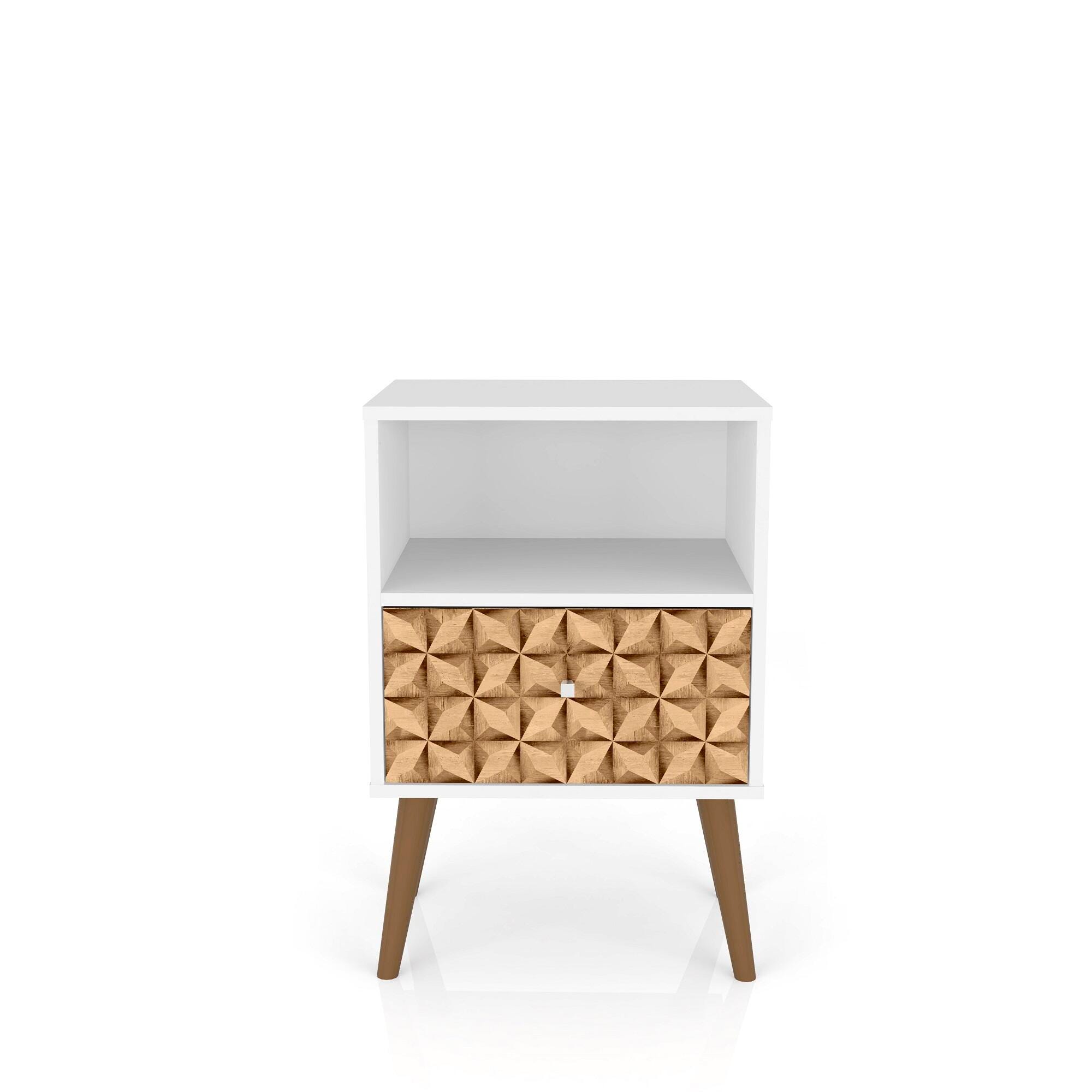 Liberty One Drawer Nightstand, White/Brown, large