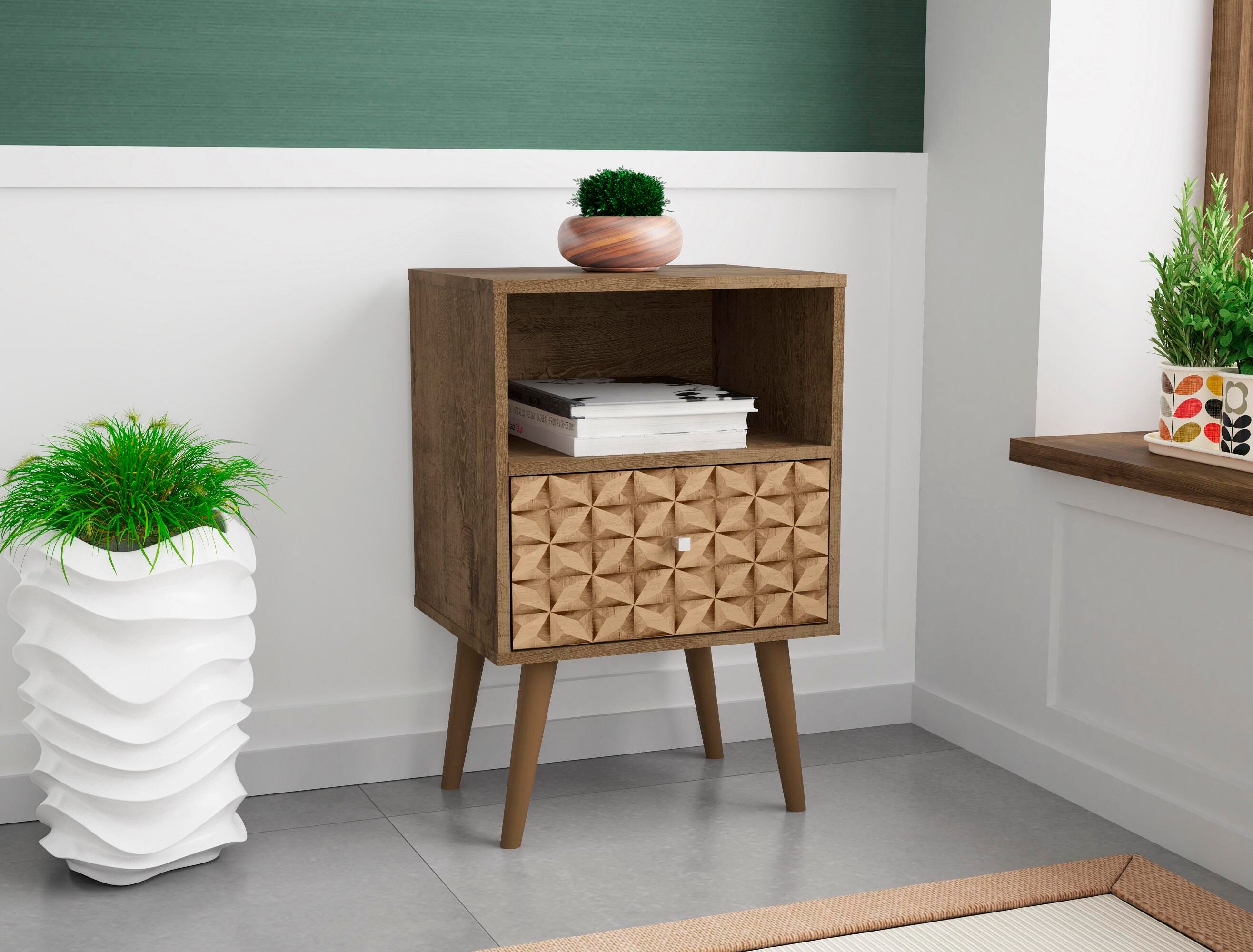Liberty One Drawer Nightstand, Rustic Brown/Brown, large