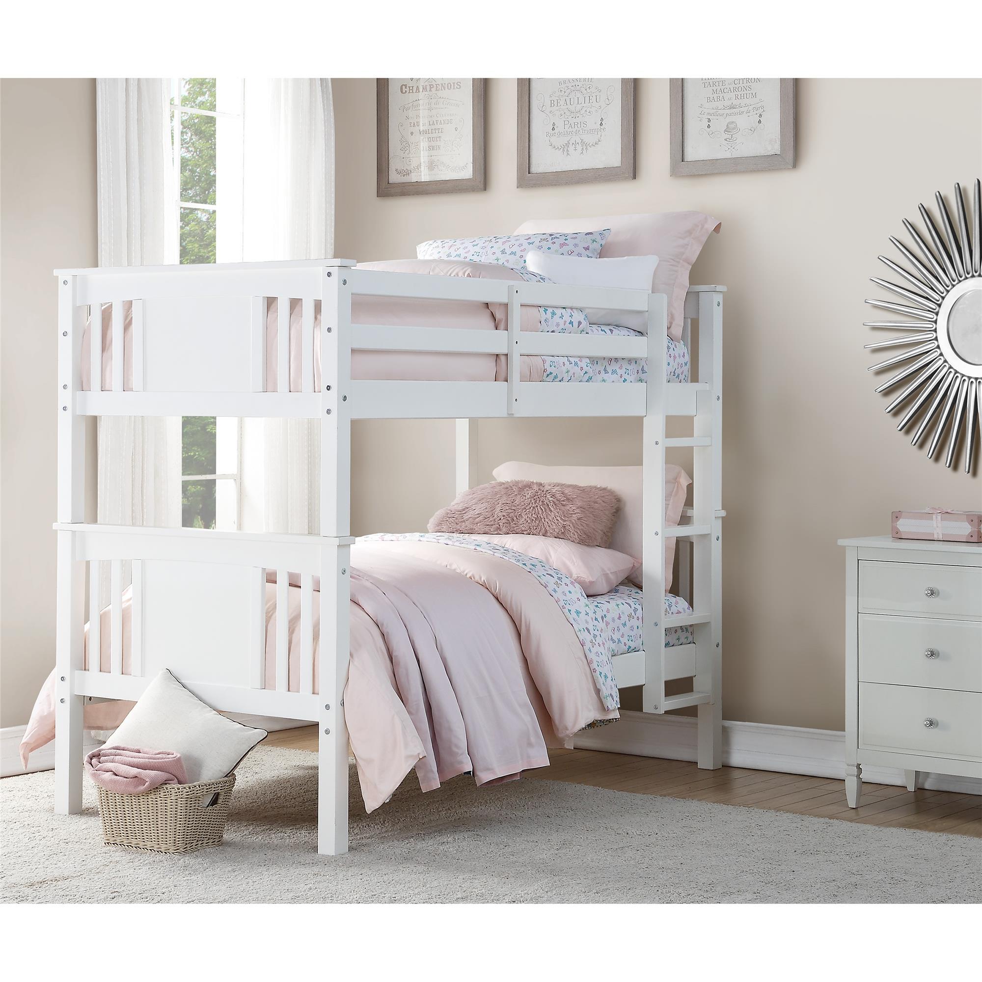 Atwater Living Abigail Twin Bunk Bed, White, White, rollover
