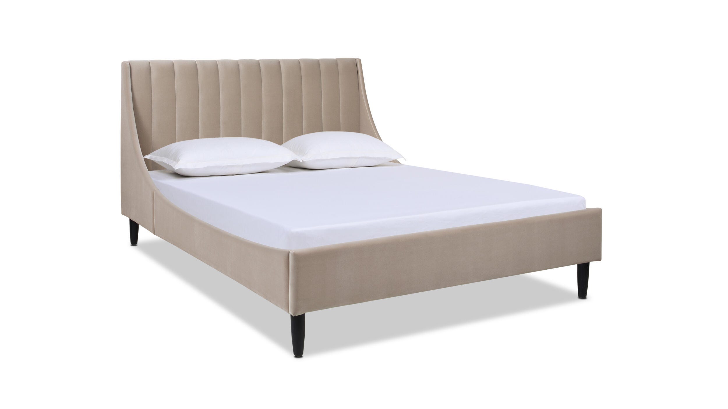 Aspen Vertical Tufted Platform Bed, Mink Beige, large