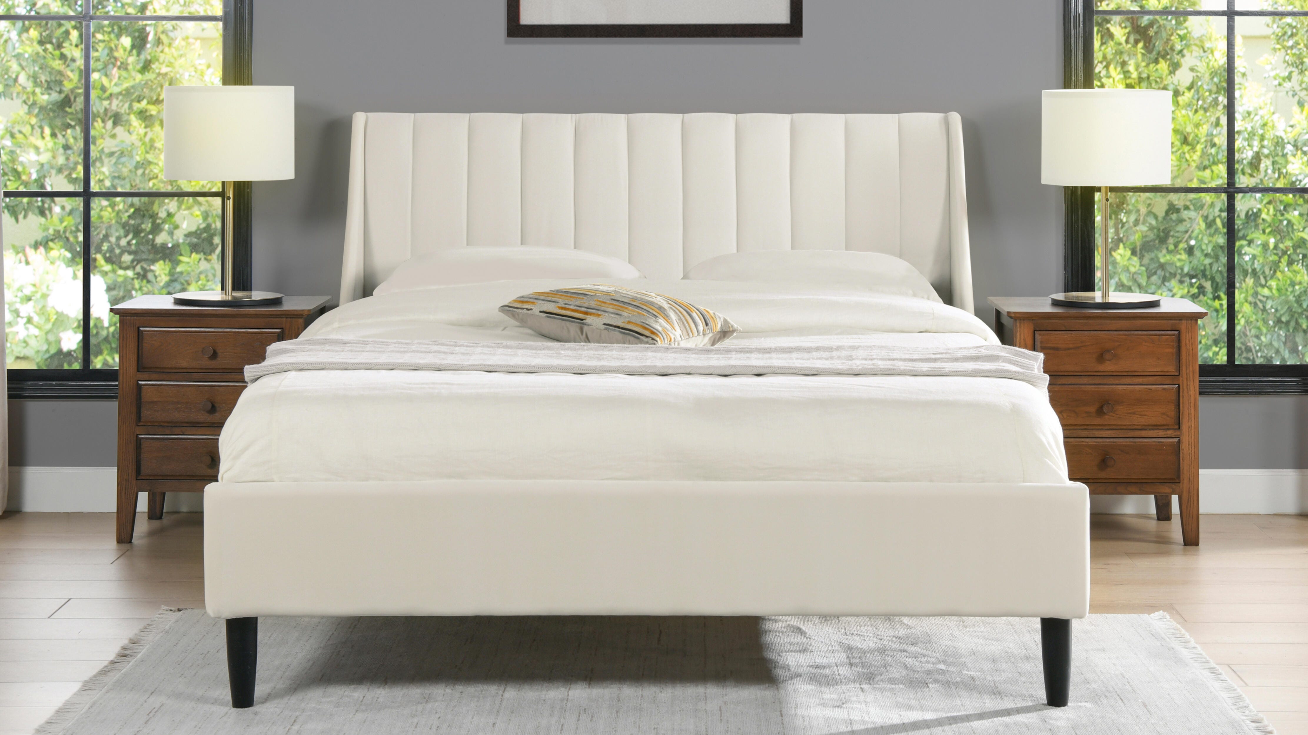 Aspen Vertical Tufted Modern Platform Bed, Cloud White, rollover