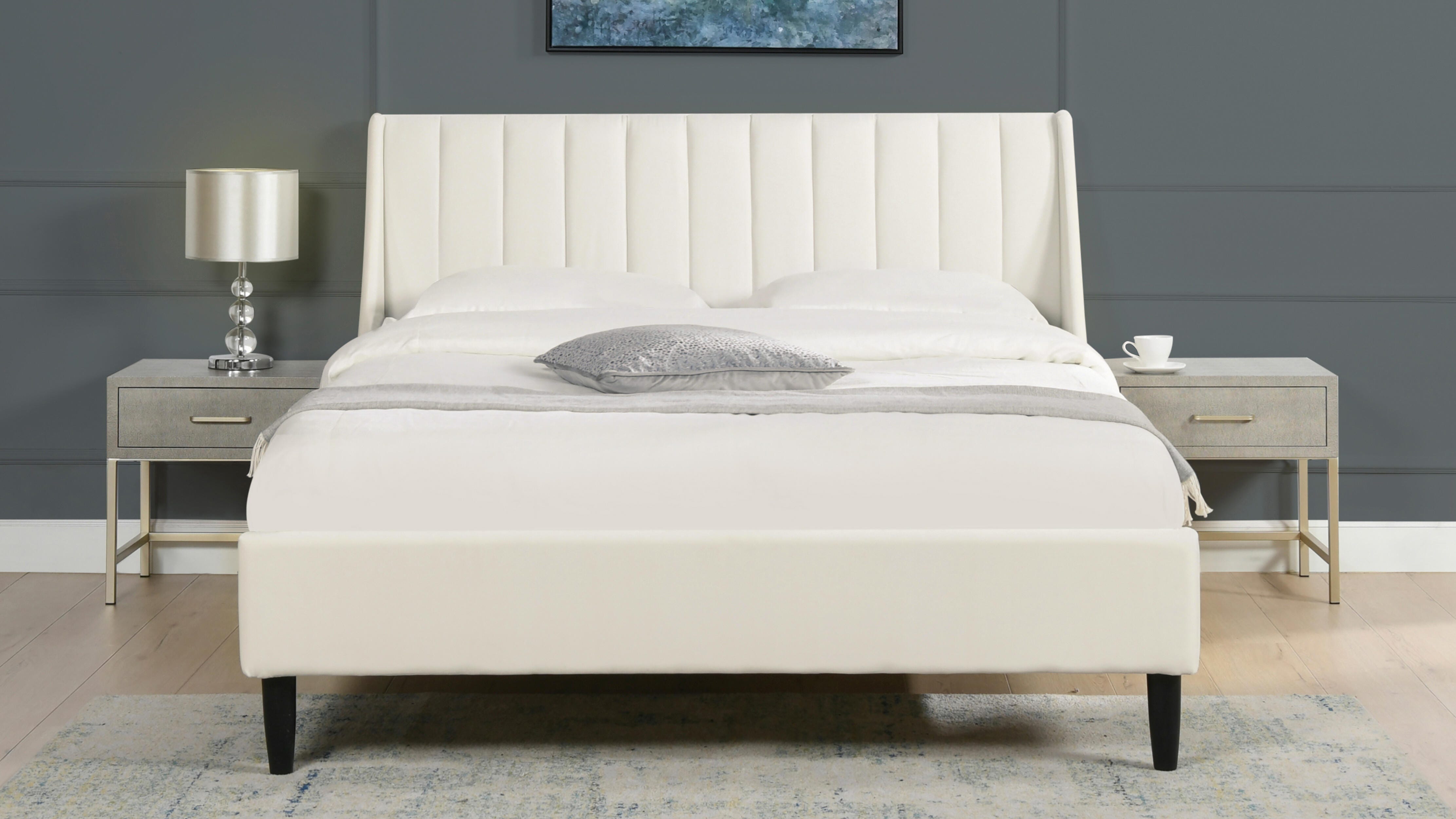 Jennifer Taylor Home Aspen Vertical Tufted Modern Platform Bed, Cloud White, large