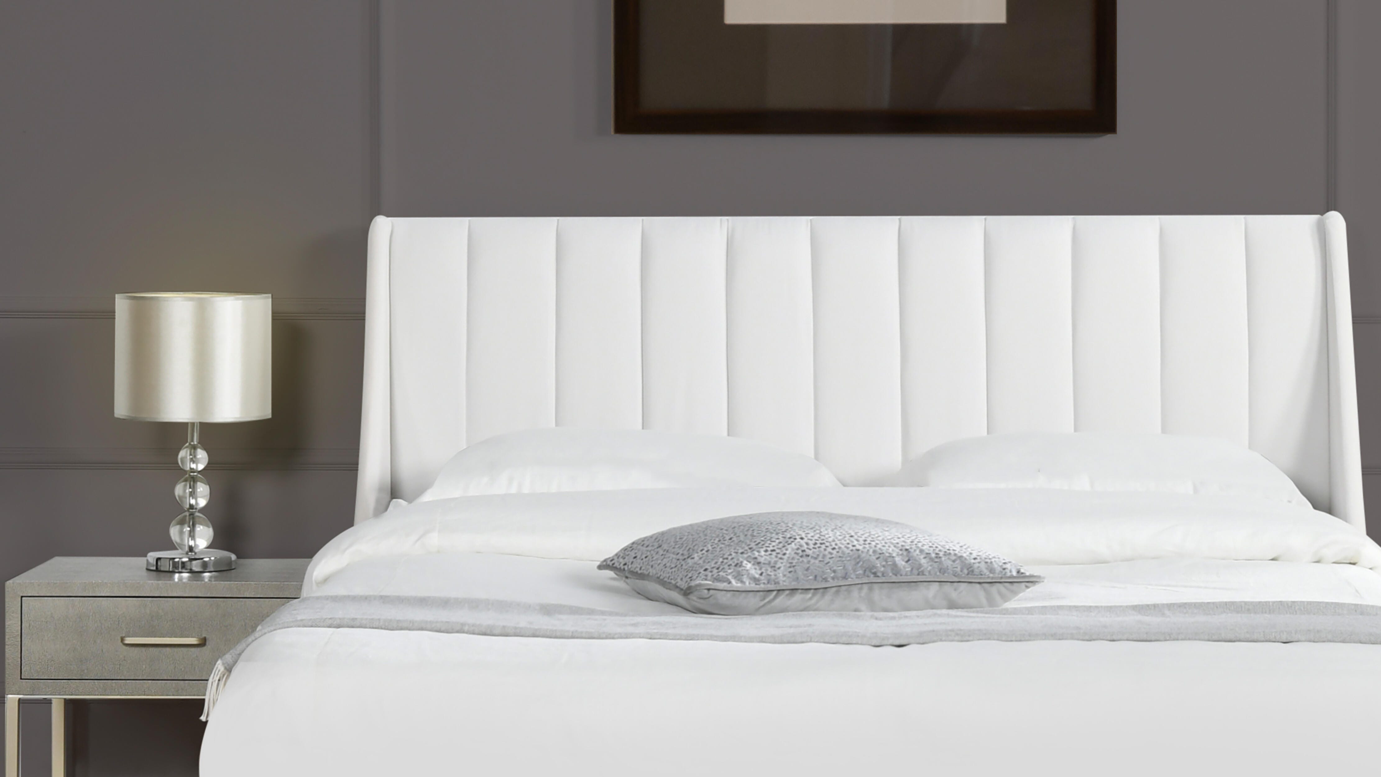 Jennifer Taylor Home Aspen Vertical Tufted Modern Platform Bed, Cloud White, large