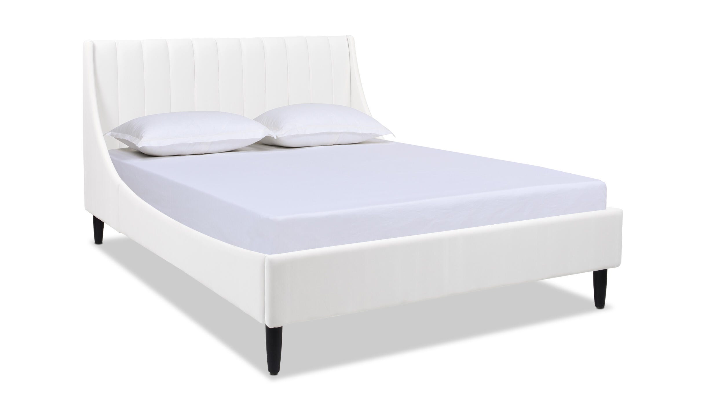 Aspen Vertical Tufted Modern Platform Bed, Cloud White, large