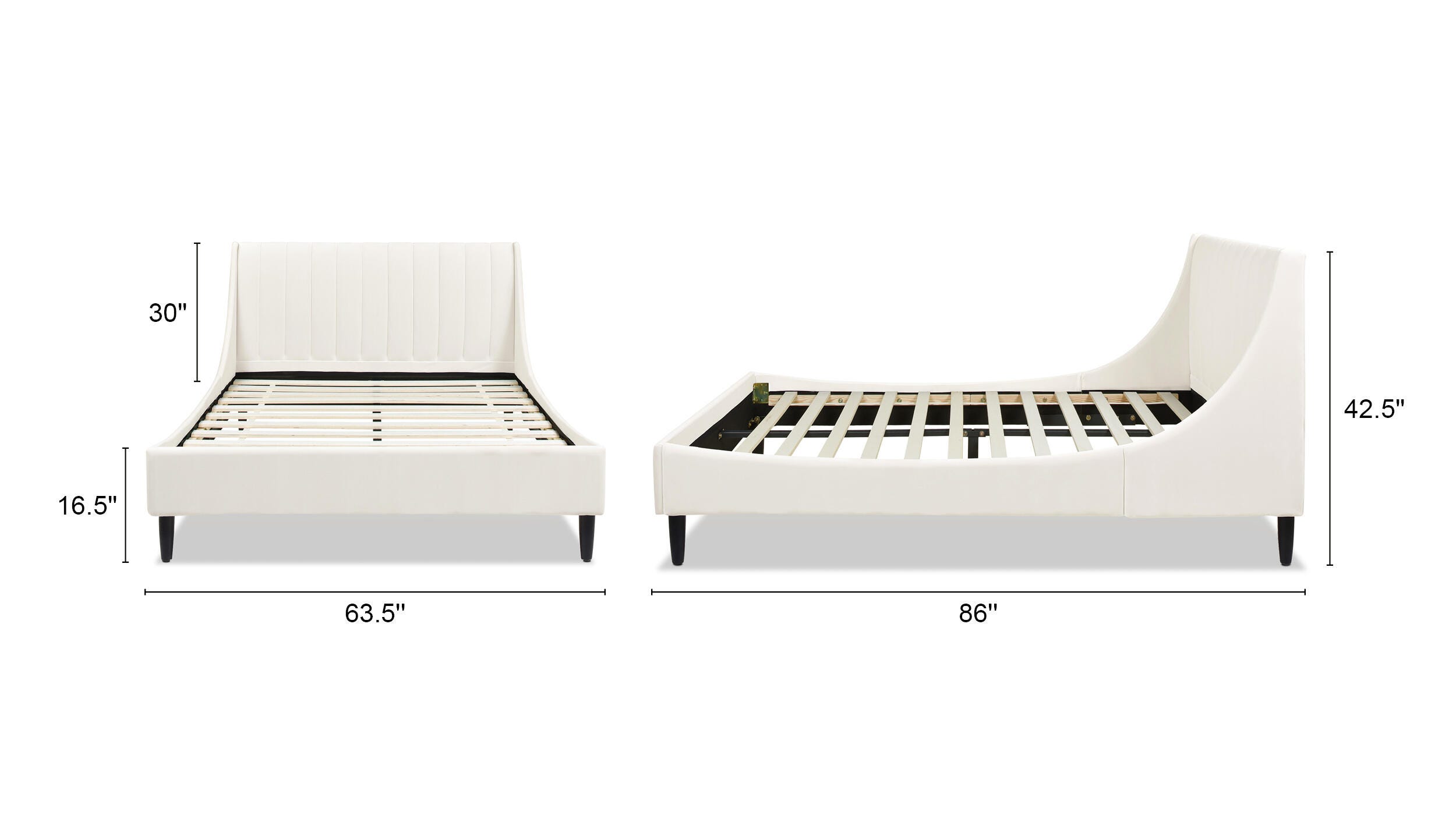 Jennifer Taylor Home Aspen Vertical Tufted Modern Platform Bed, Cloud White, large