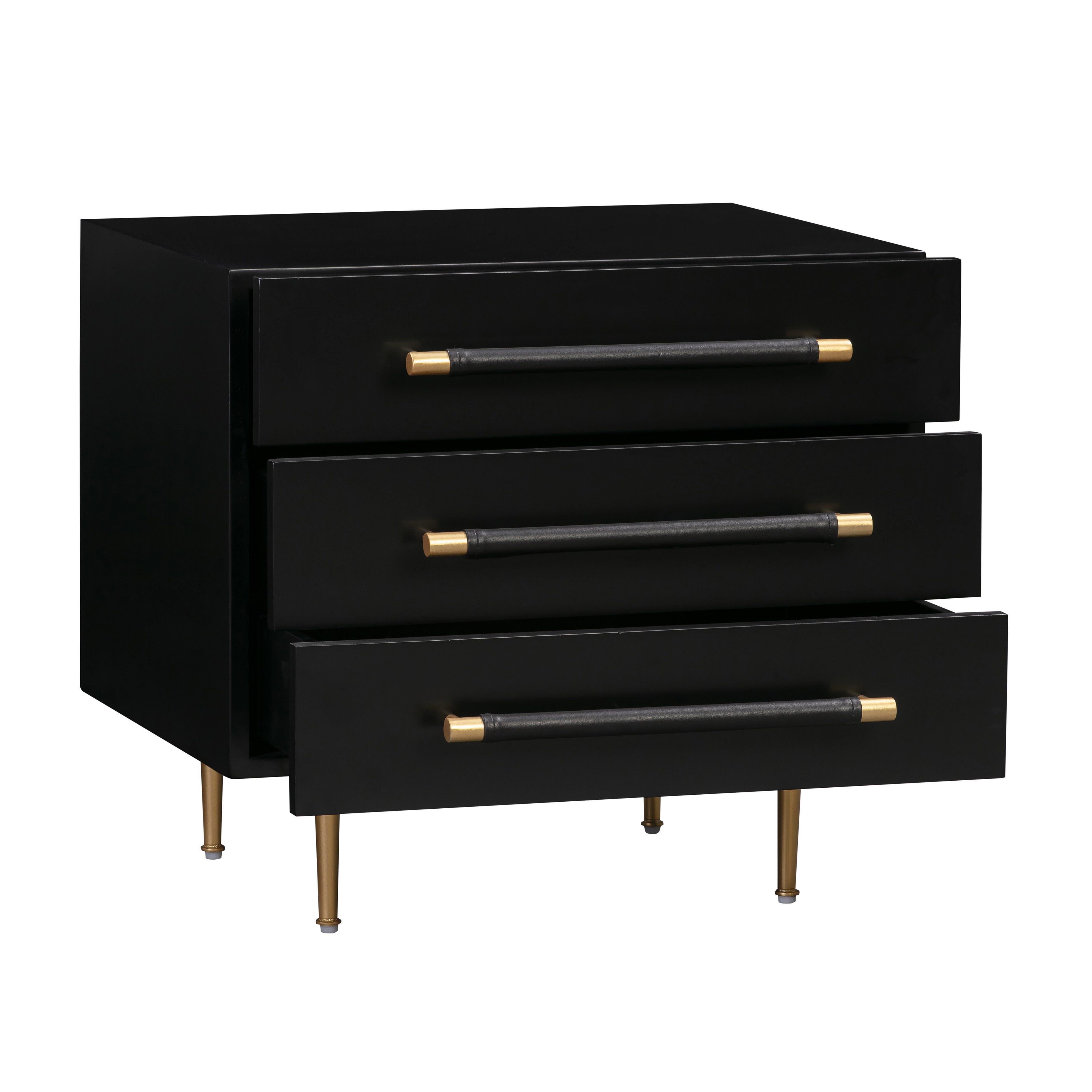 Trident Trident Black Nightstand, Black, large