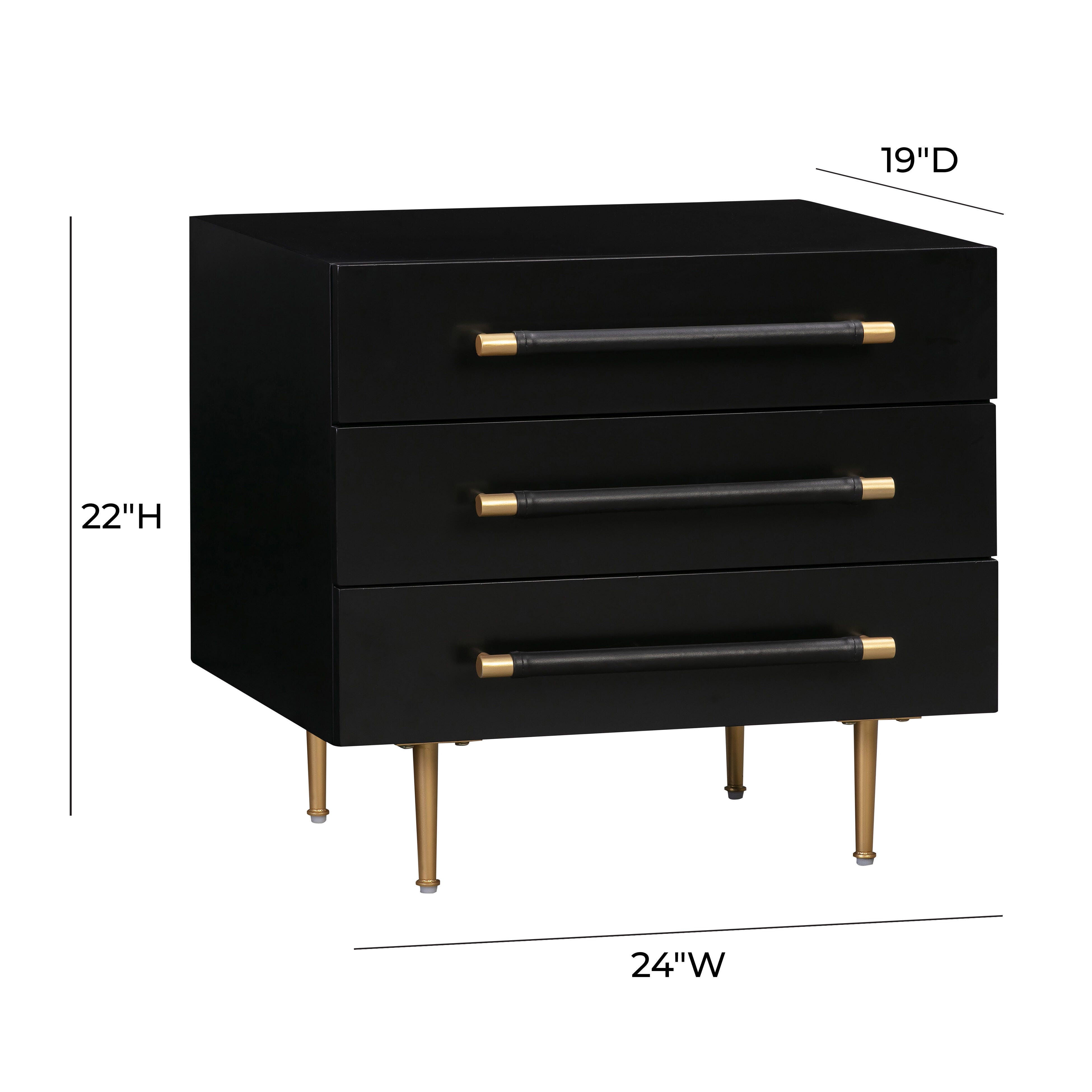 Trident Trident Black Nightstand, Black, large