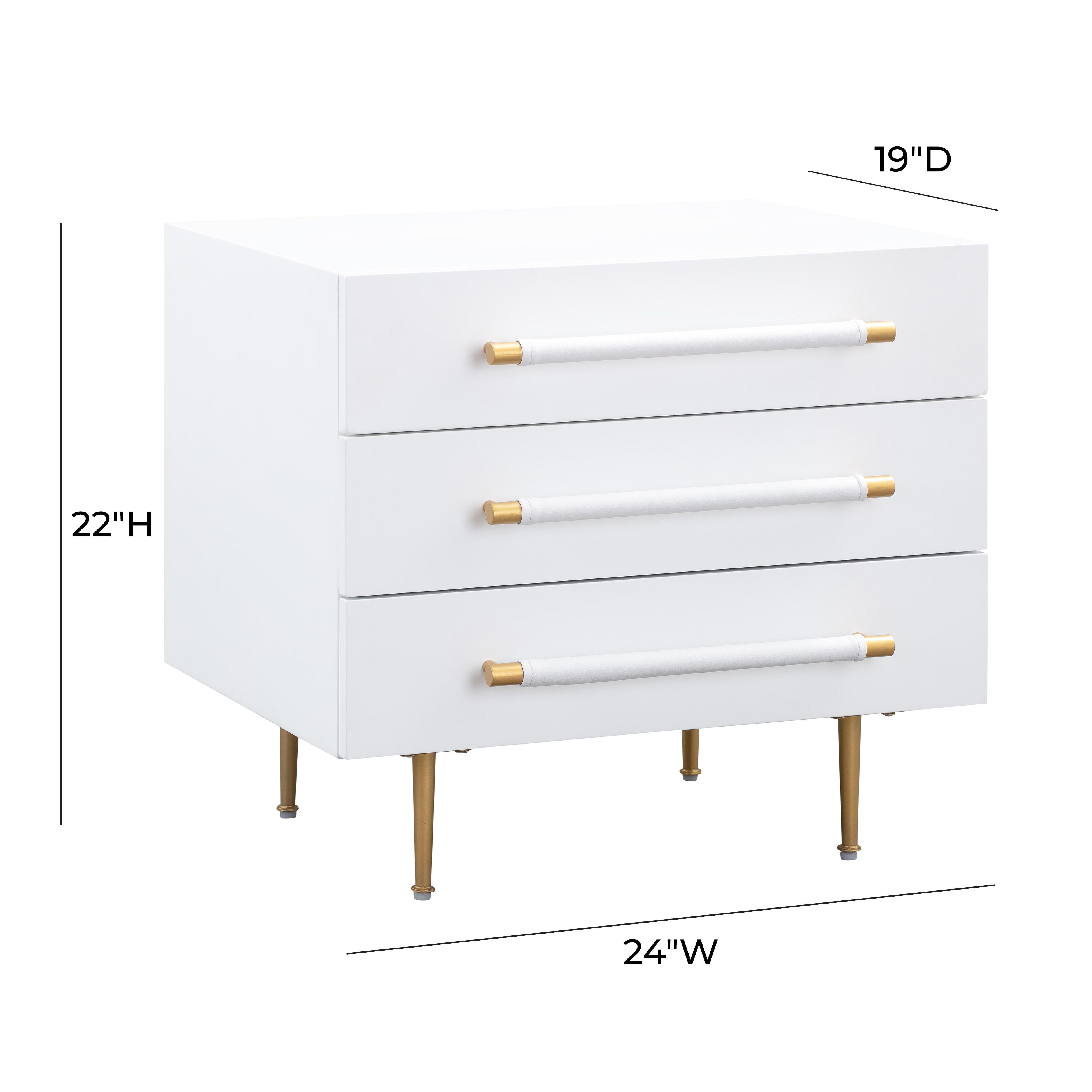 Trident Trident White Nightstand, White, large