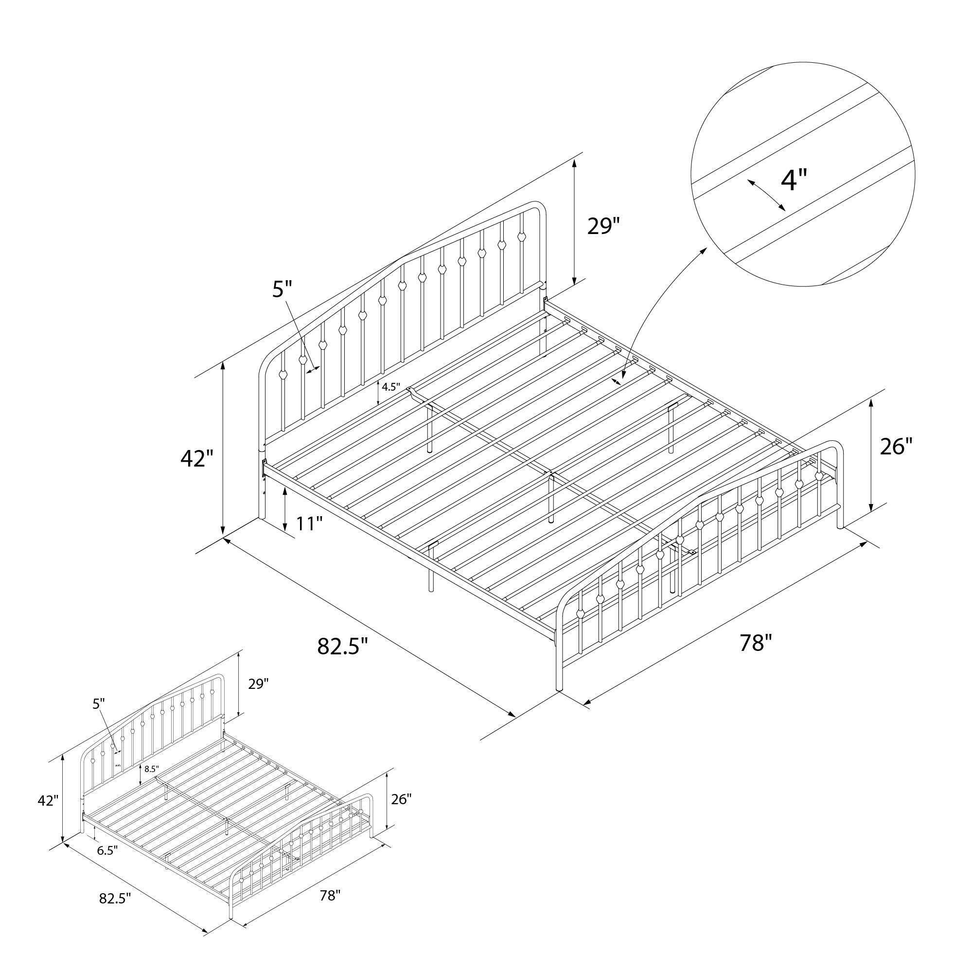 Bushwick King Metal Bed, , large