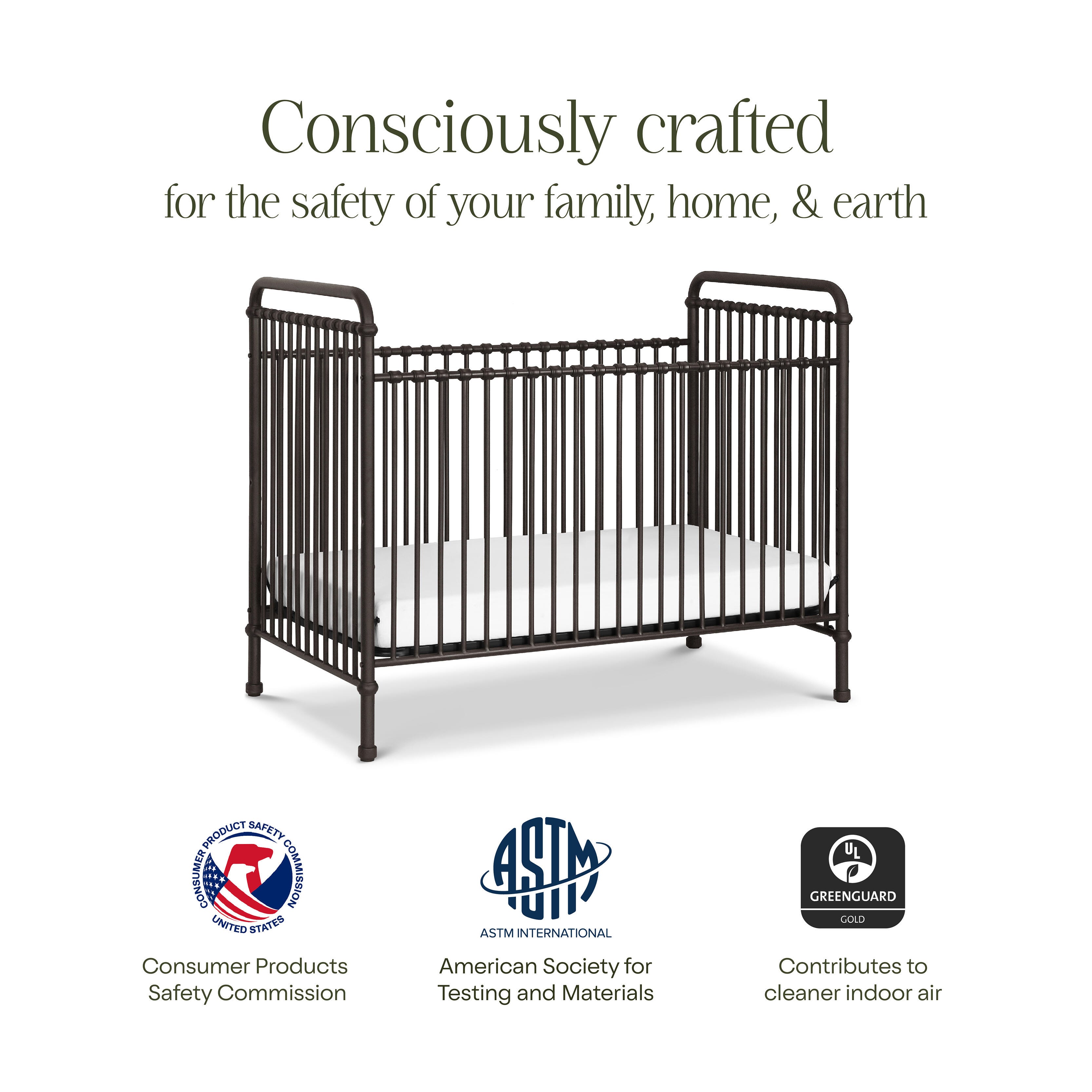 Namesake Abigail 3-in-1 Convertible Crib, Vintage Iron, large