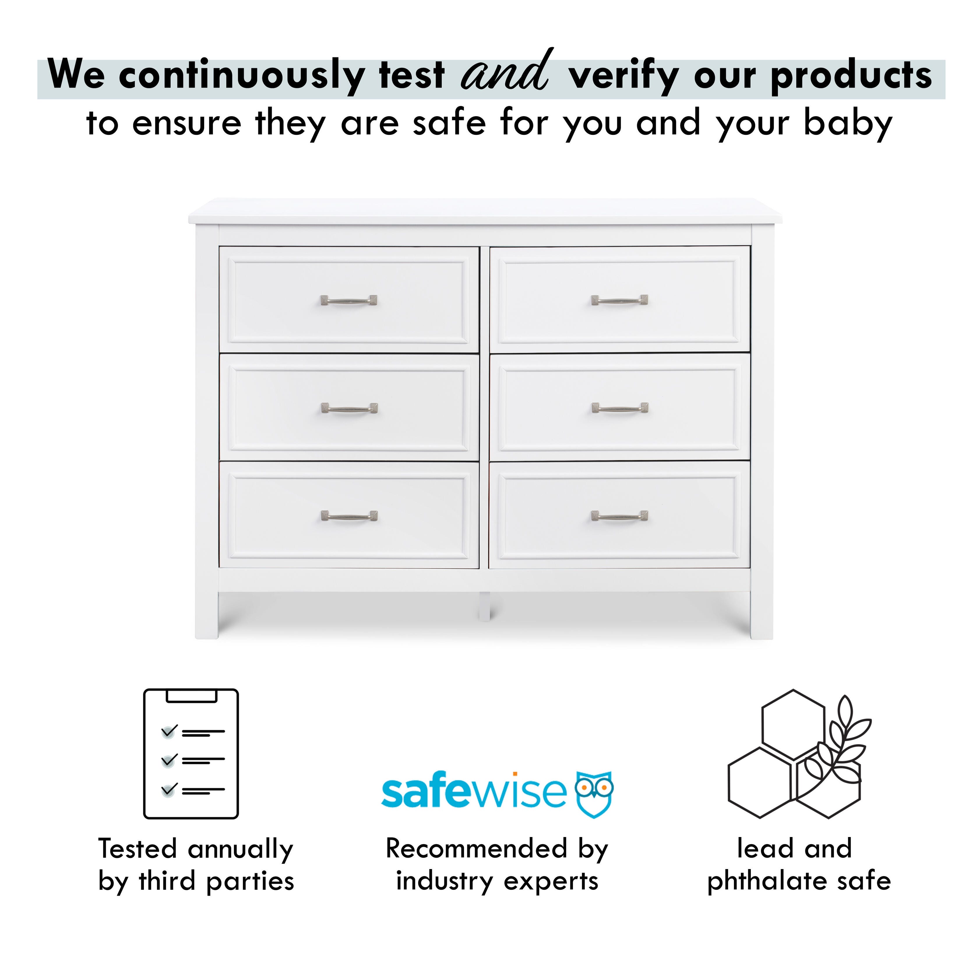 DaVinci Charlie 6-drawer Double Dresser, White, large