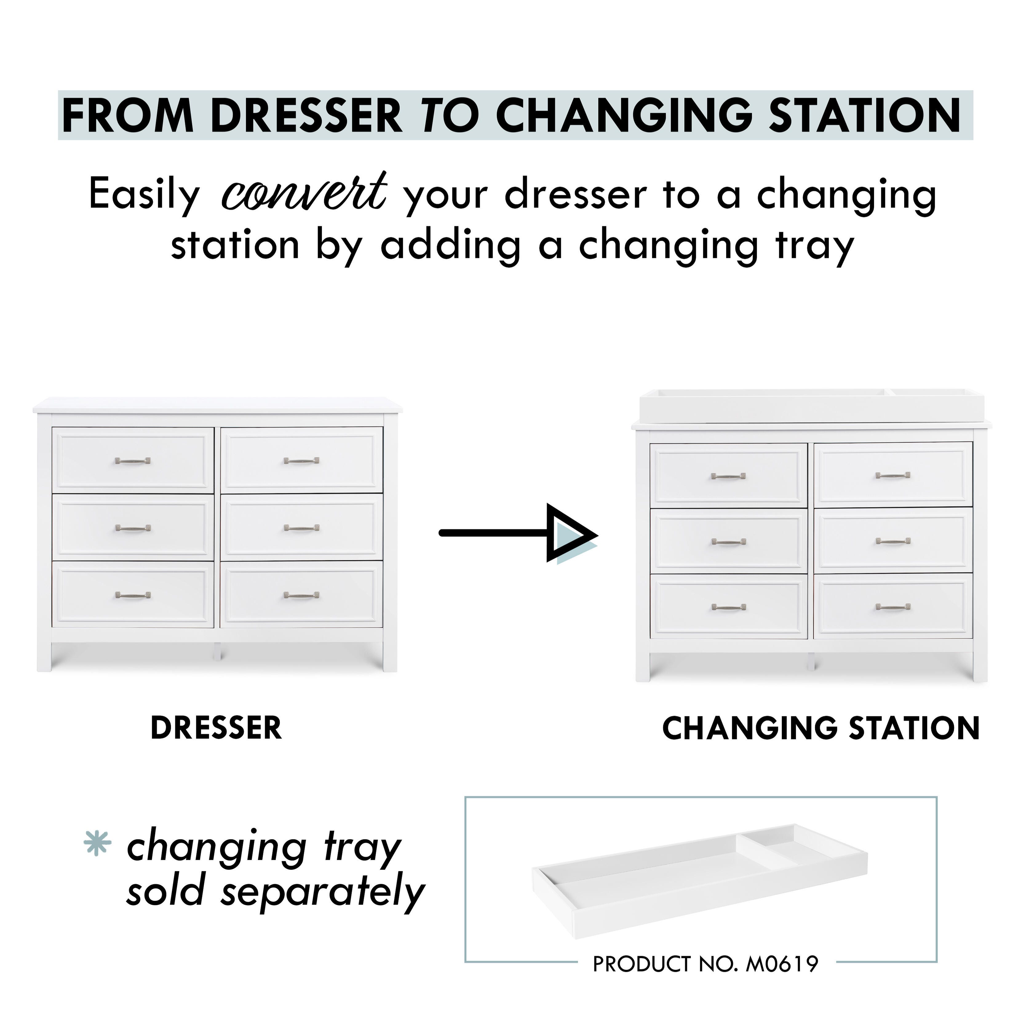 DaVinci Charlie 6-drawer Double Dresser, White, large