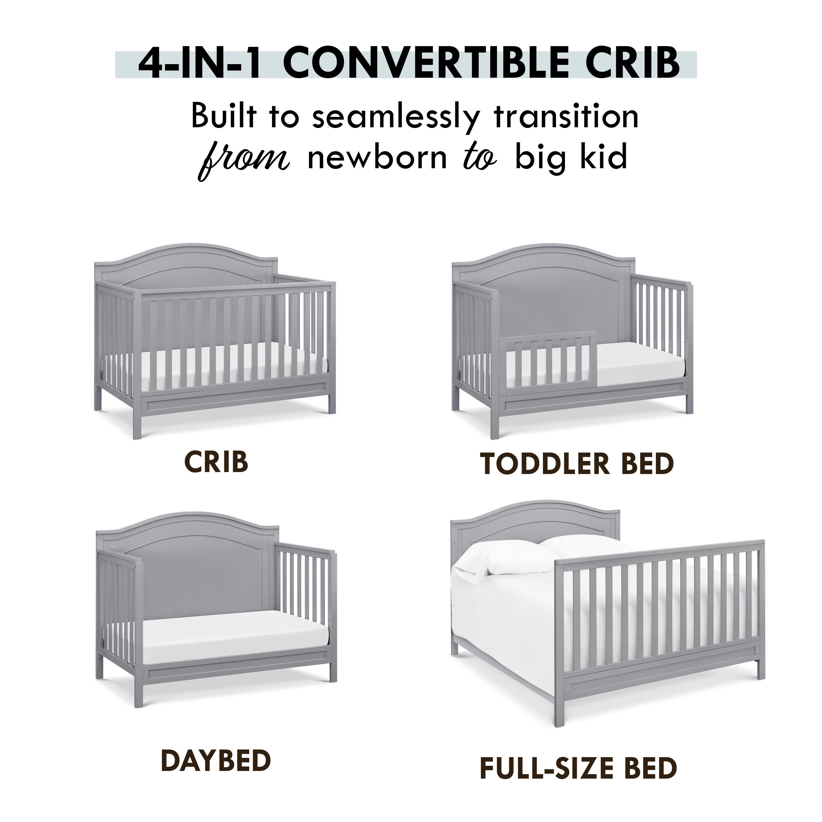 DaVinci DaVinci Charlie 4-in-1 Convertible Crib, Gray, large