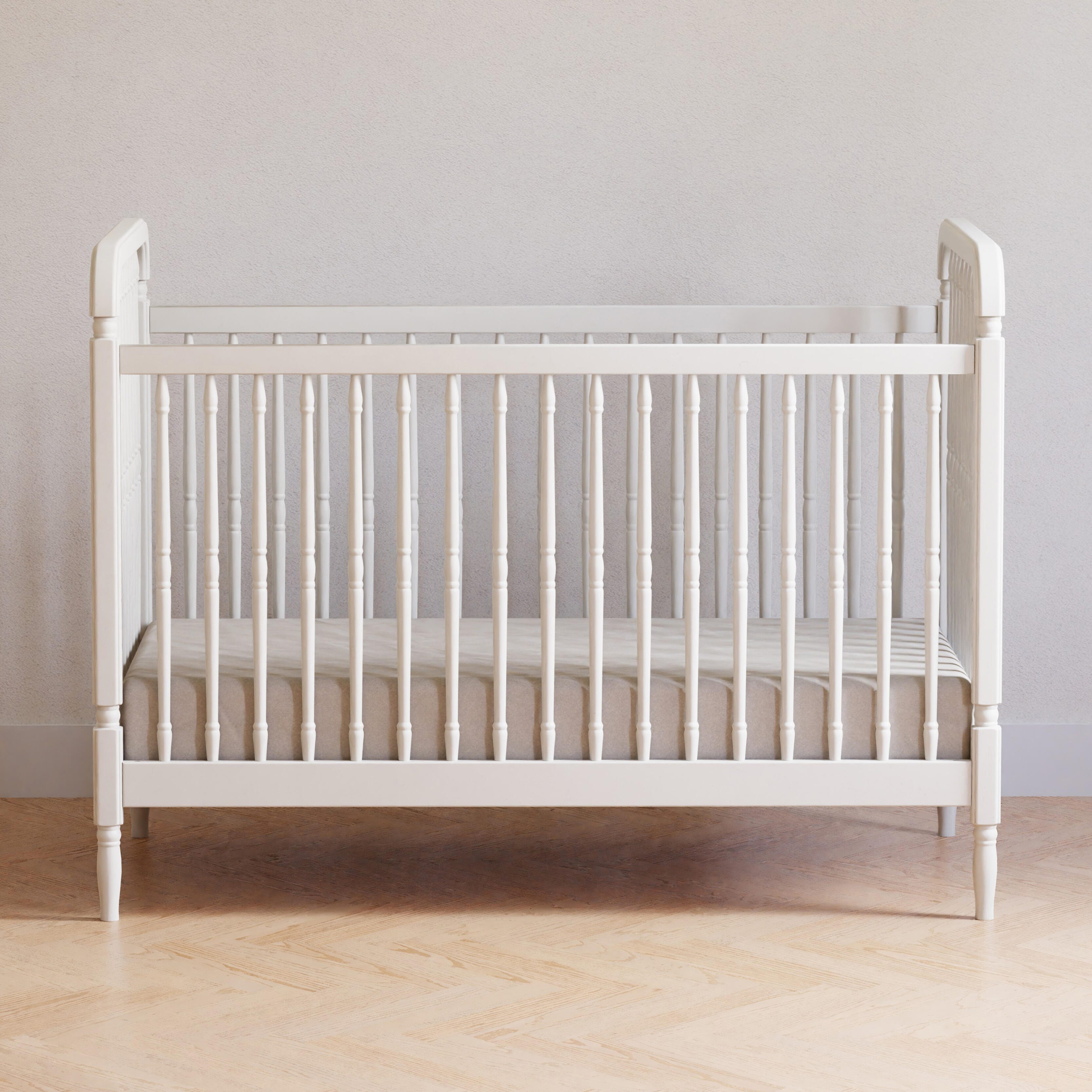 Namesake Liberty 3-in-1 Convertible Spindle Crib With Toddler Bed Conversion Kit, Warm White, large