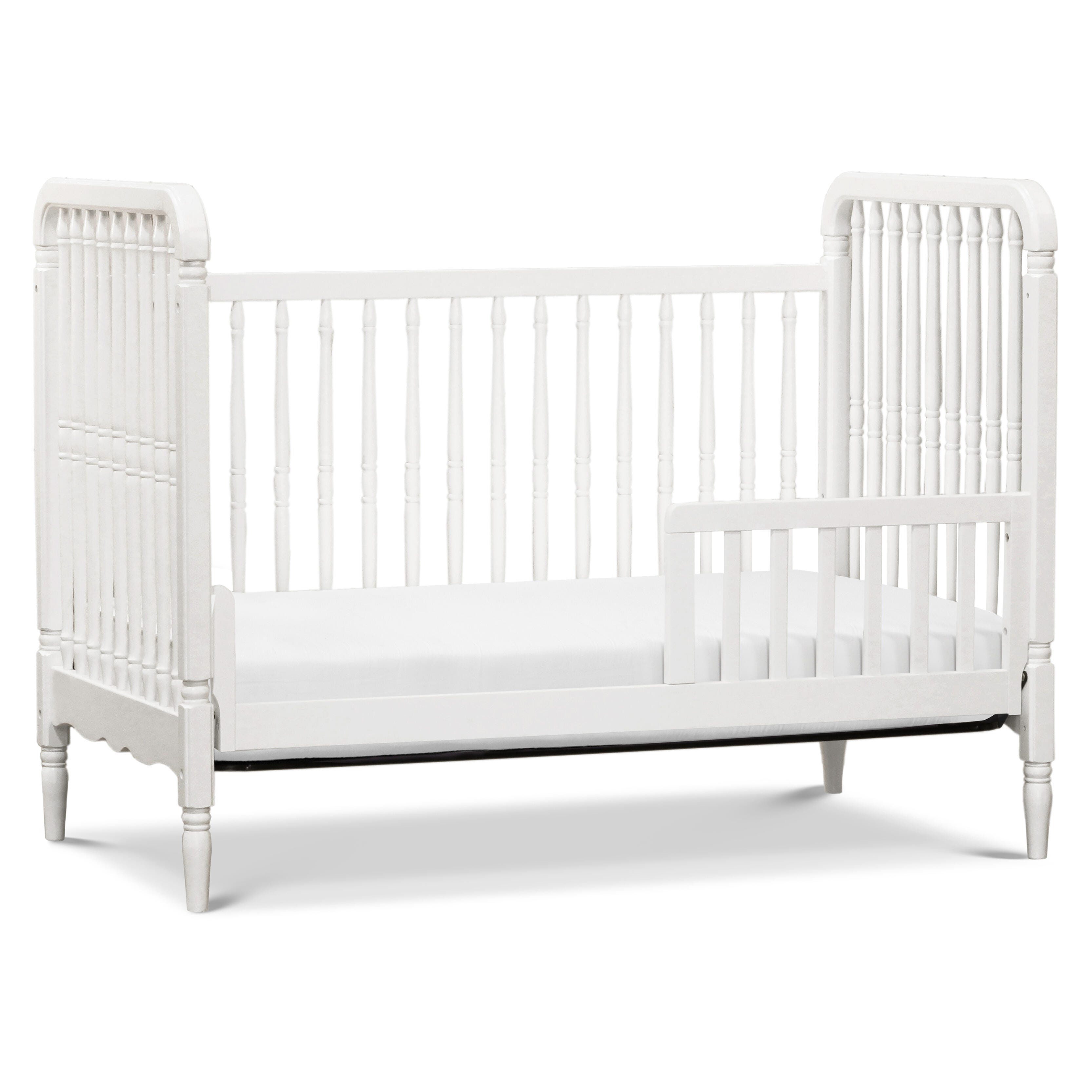 Namesake Liberty 3-in-1 Convertible Spindle Crib With Toddler Bed Conversion Kit, Warm White, large
