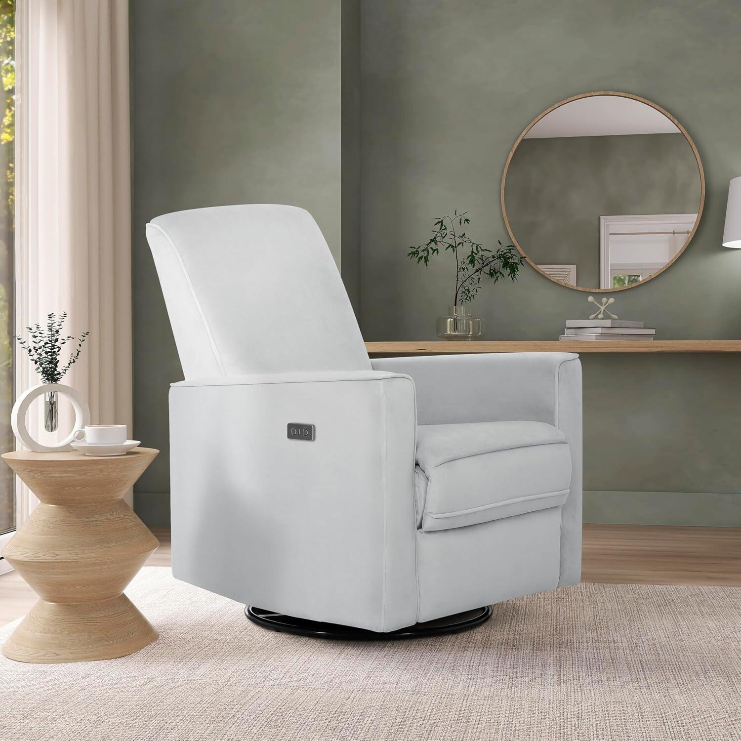 Evolur Harlow Power Swivel Glider Recliner, Misty Gray, large