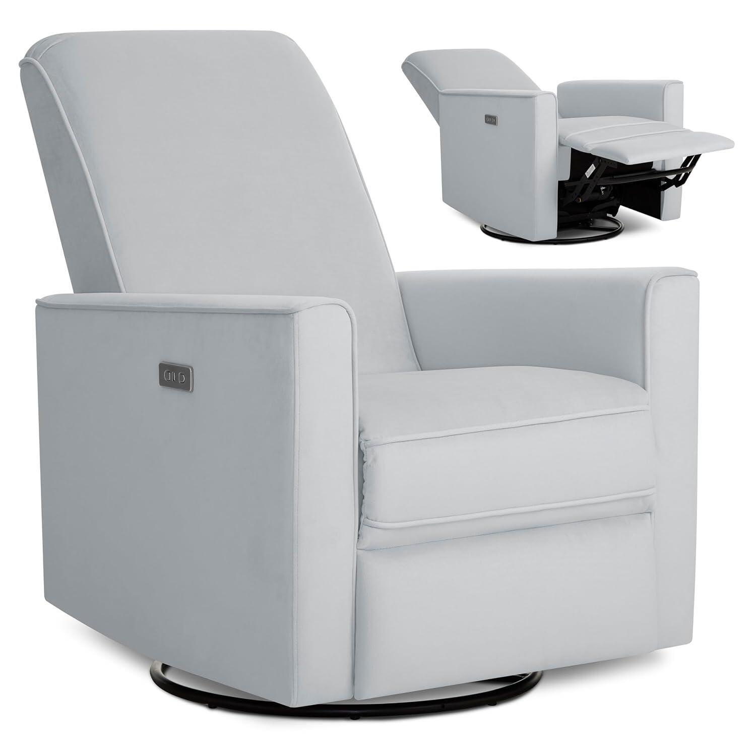 Evolur Harlow Power Swivel Glider Recliner, Misty Gray
