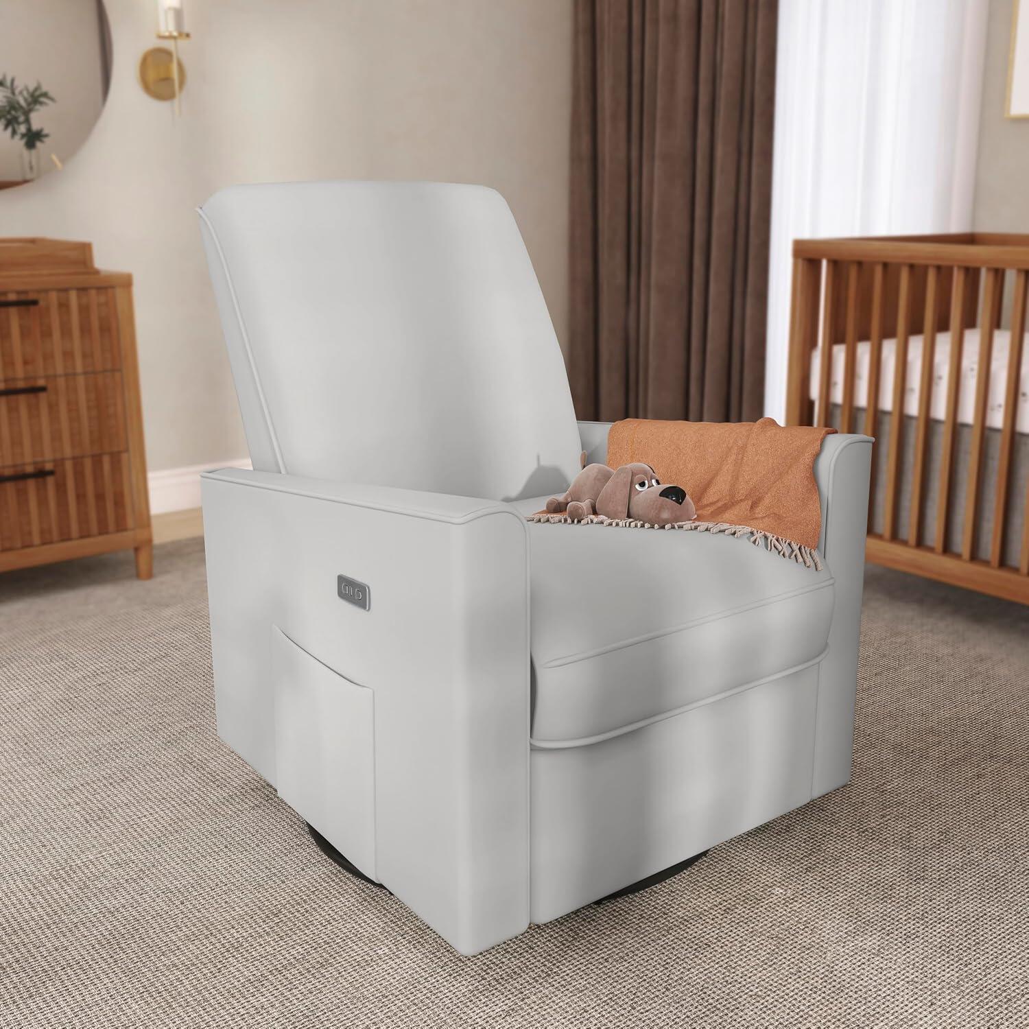 Evolur Harlow Power Swivel Glider Recliner, Misty Gray, large