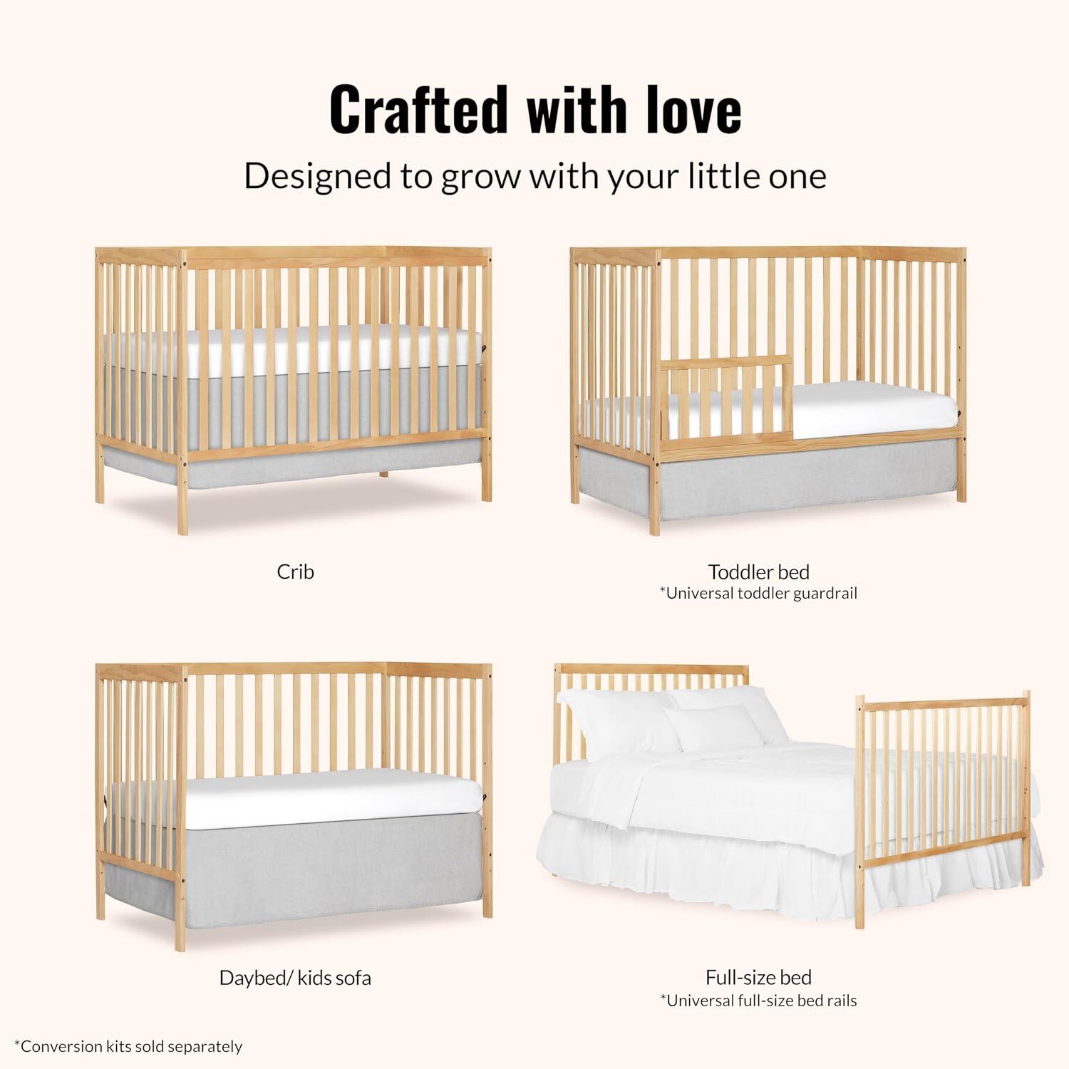 Dream On Me Synergy 5-in-1 Convertible Crib, Natural, large