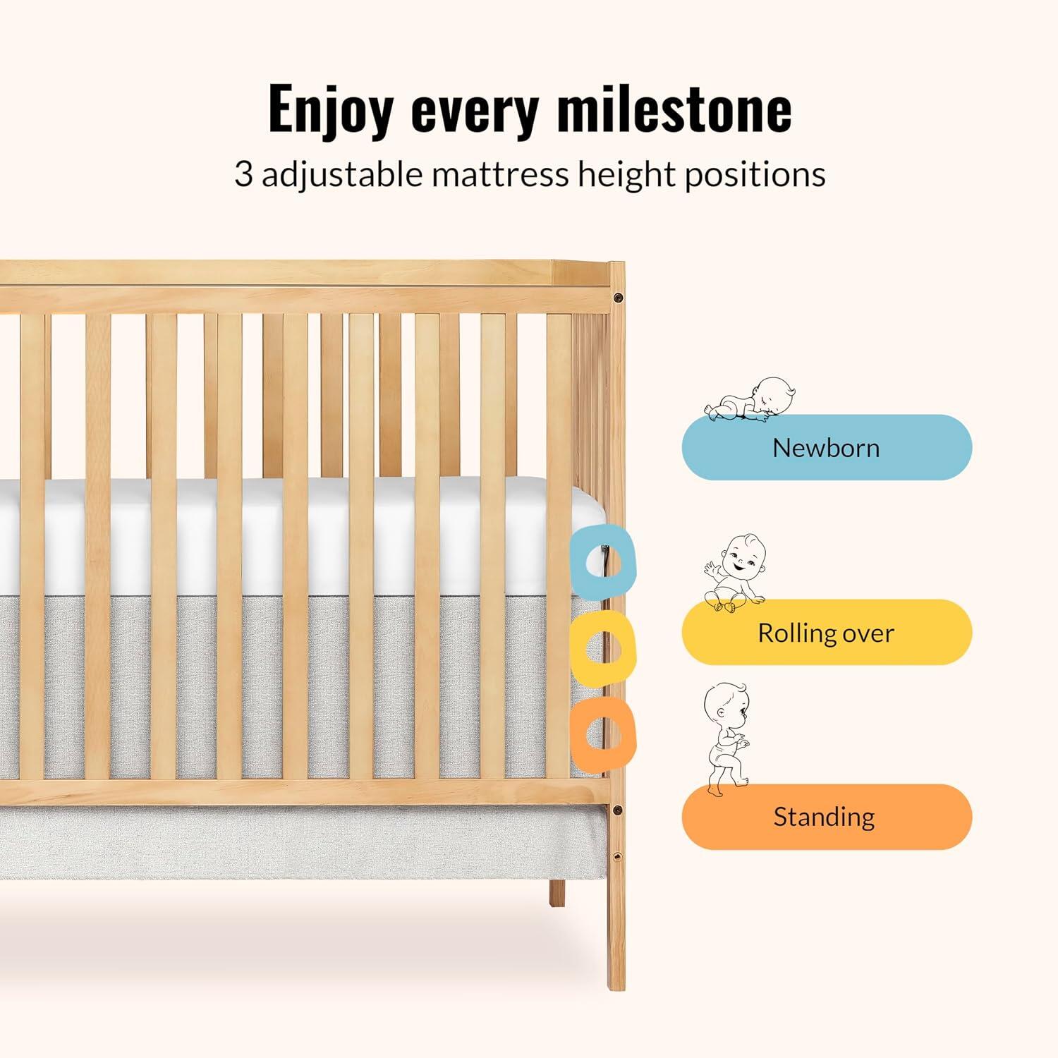 Dream On Me Synergy 5-in-1 Convertible Crib, Natural, large
