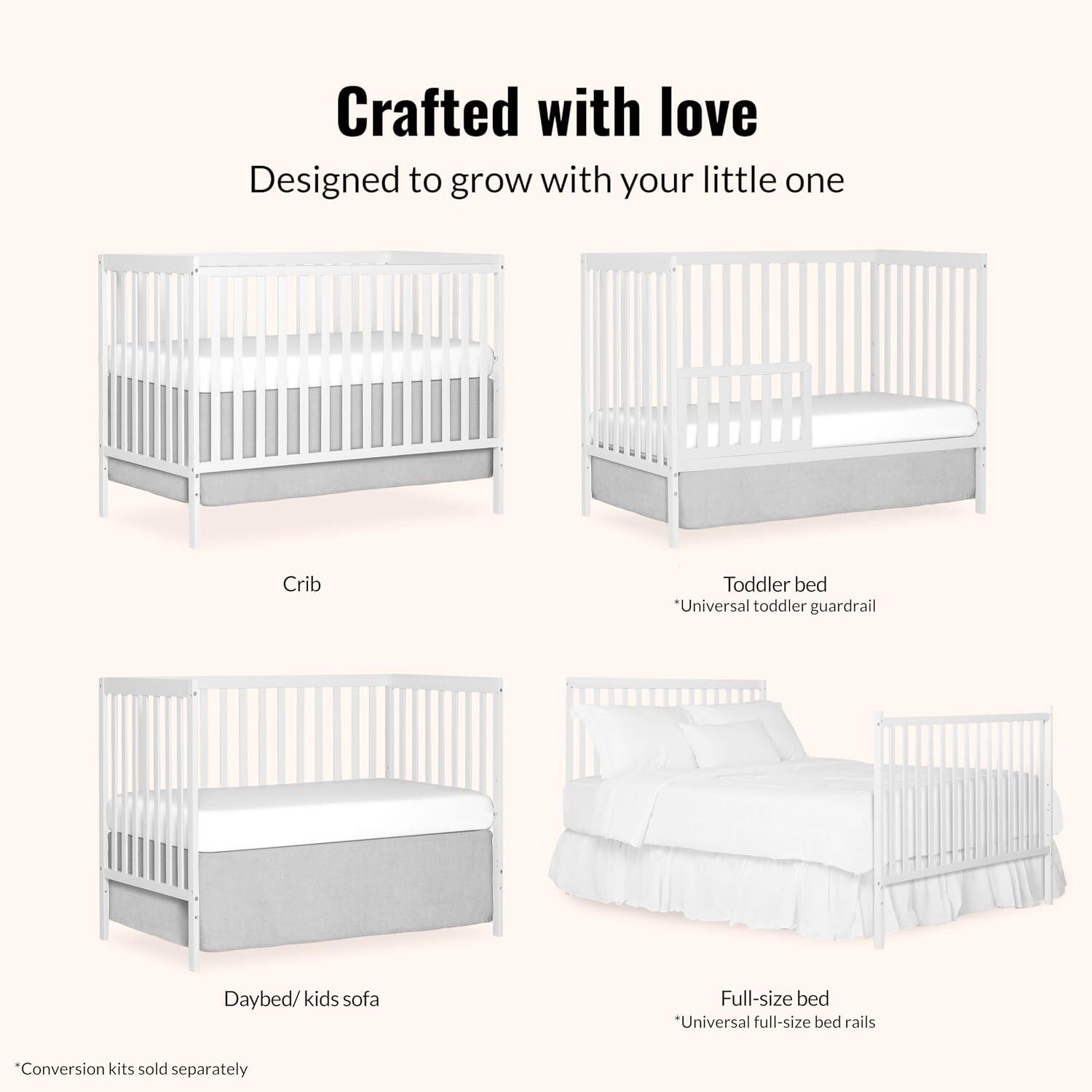 Dream On Me Synergy 5-in-1 Convertible Crib, White, large