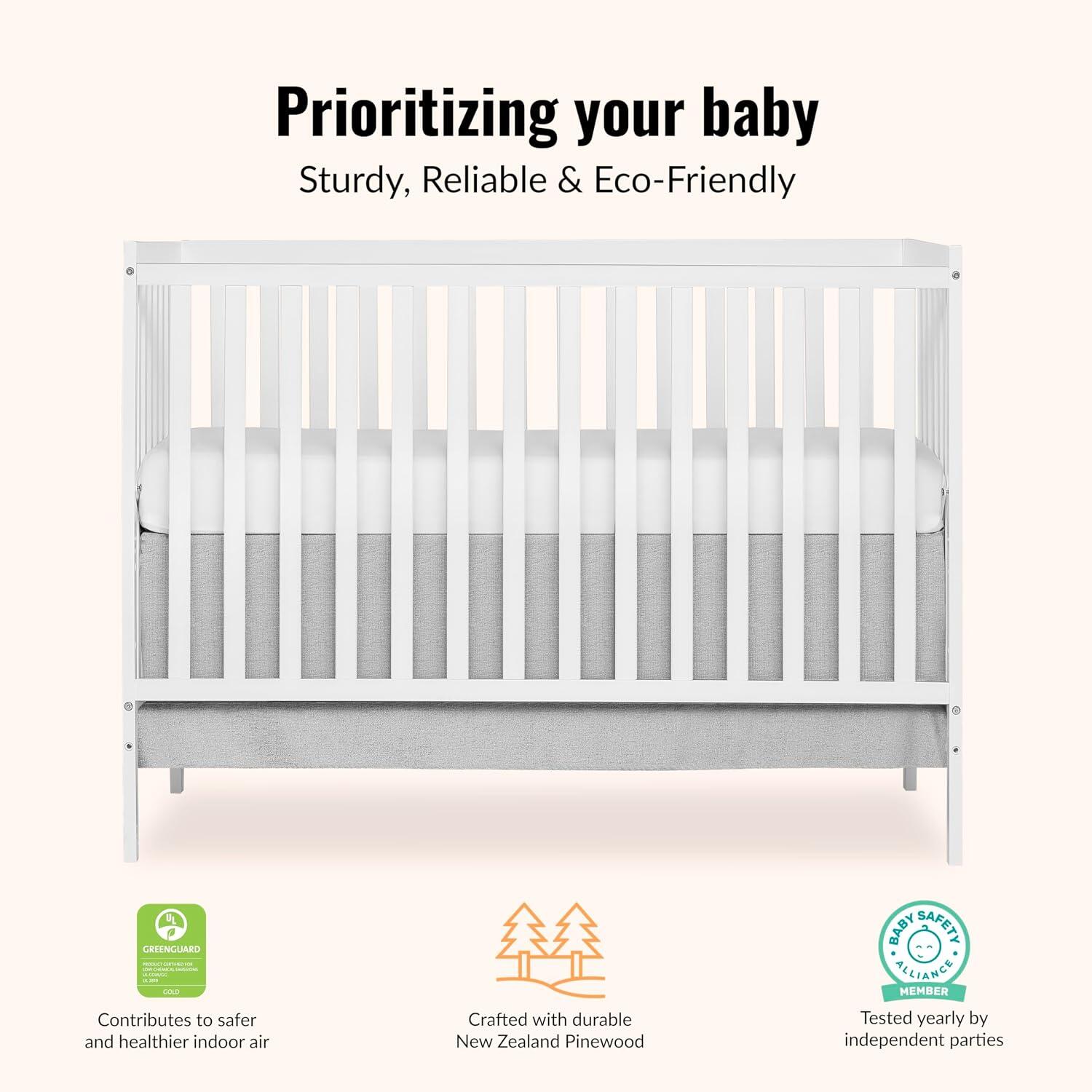 Dream On Me Synergy 5-in-1 Convertible Crib, White, large