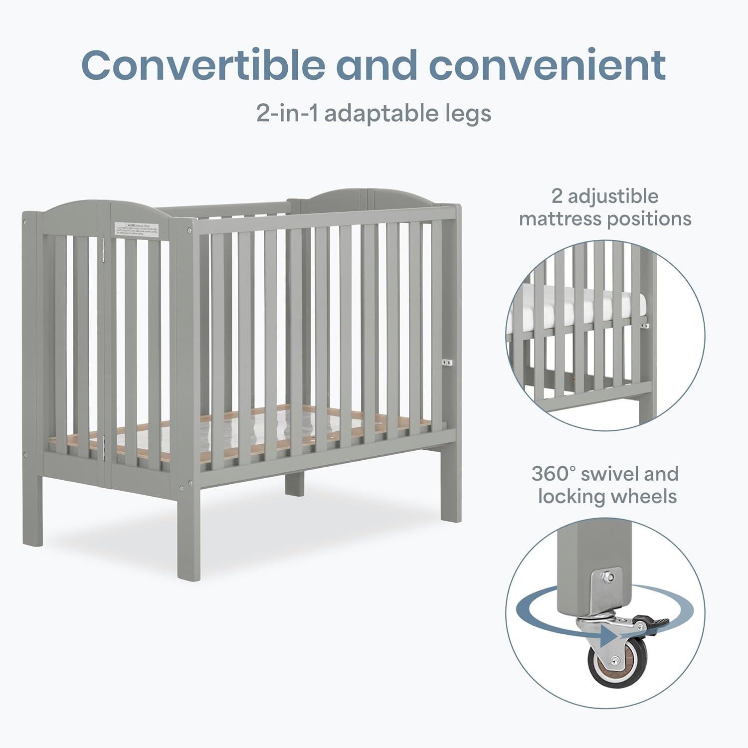 Dream On Me 2-in-1 Folding Portable Mini Crib, , large