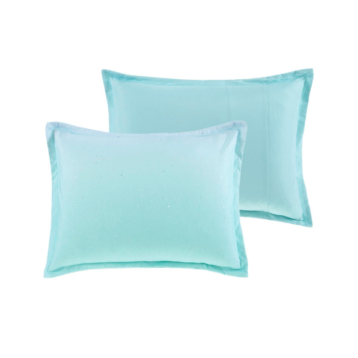 Celine Aqua Twin/Twin XL Metallic Glitter Printed Reversible Duvet Cover Set, Aqua, large