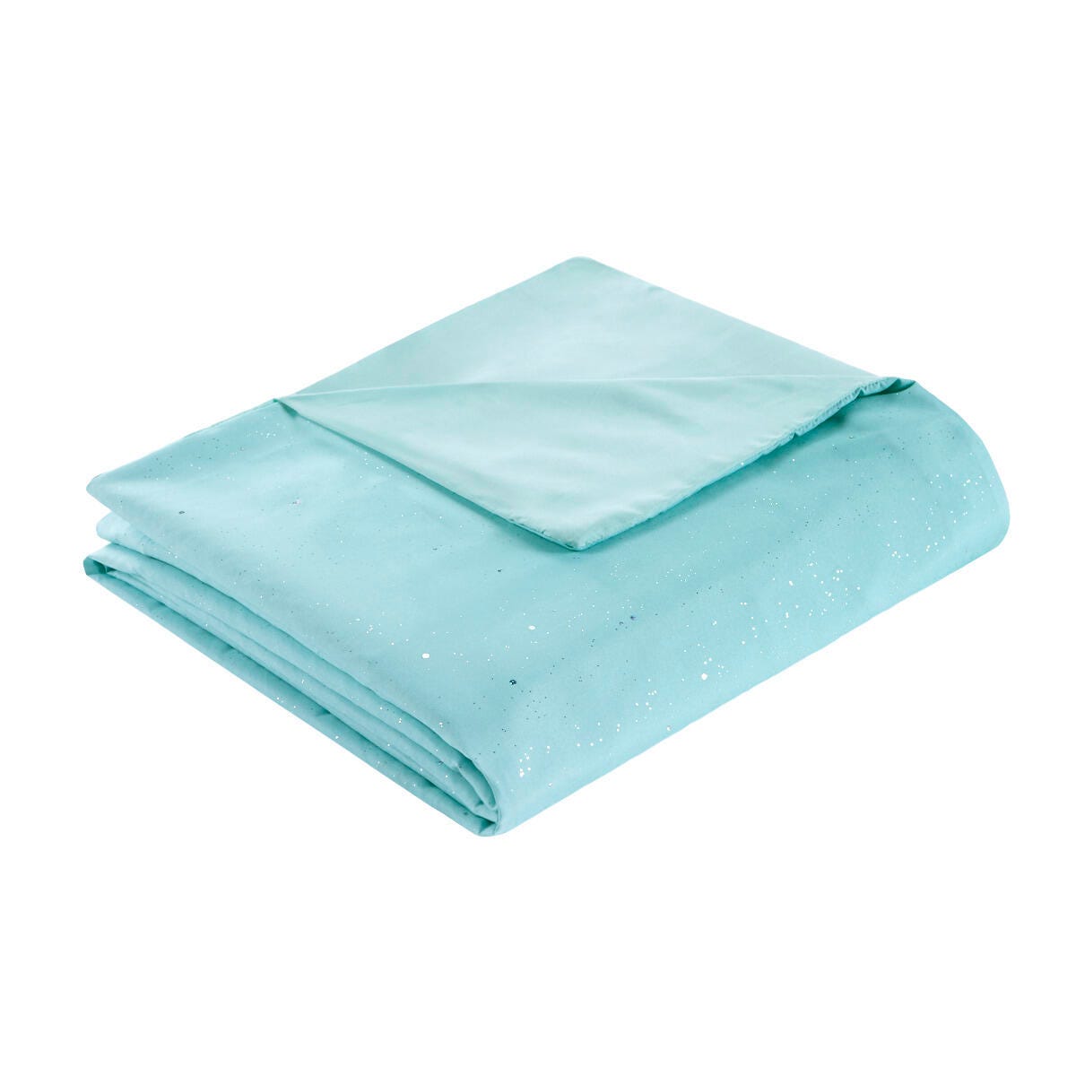 Celine Aqua Twin/Twin XL Metallic Glitter Printed Reversible Duvet Cover Set, Aqua, large