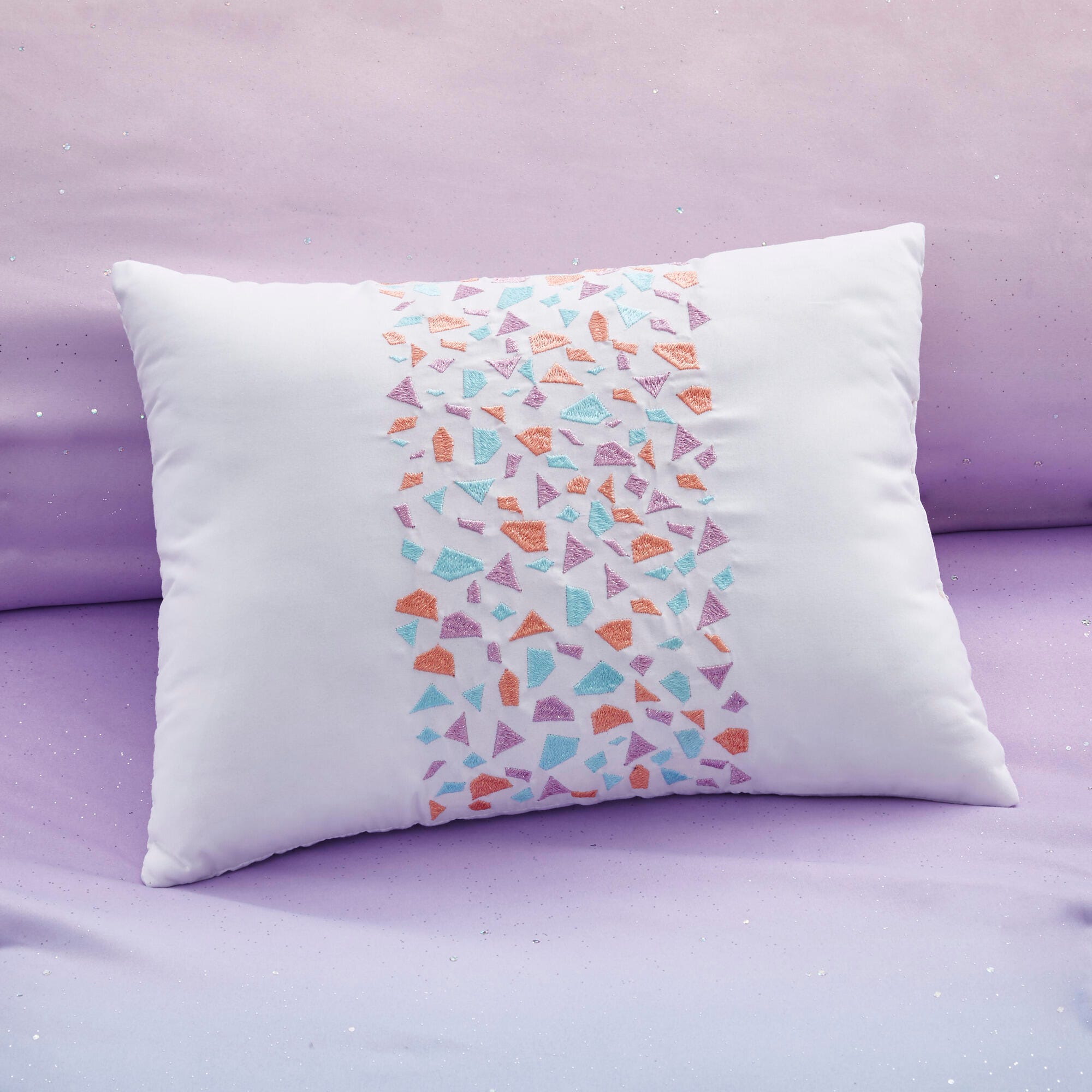 Celine Aqua Full/Queen Metallic Glitter Printed Reversible Duvet Cover Set, Aqua, large