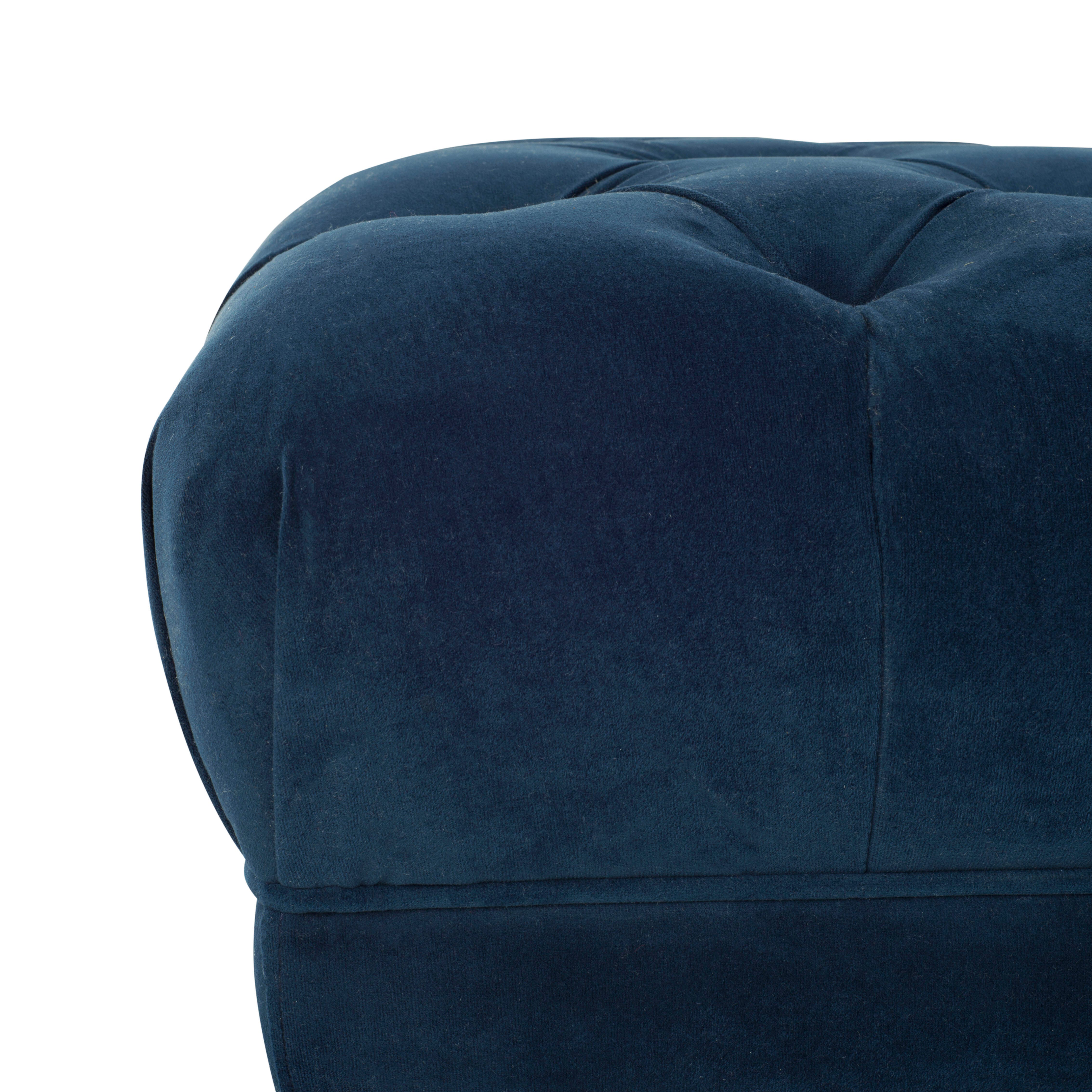 Zarya Tufted Rectangular Bench, Navy/Brass, large