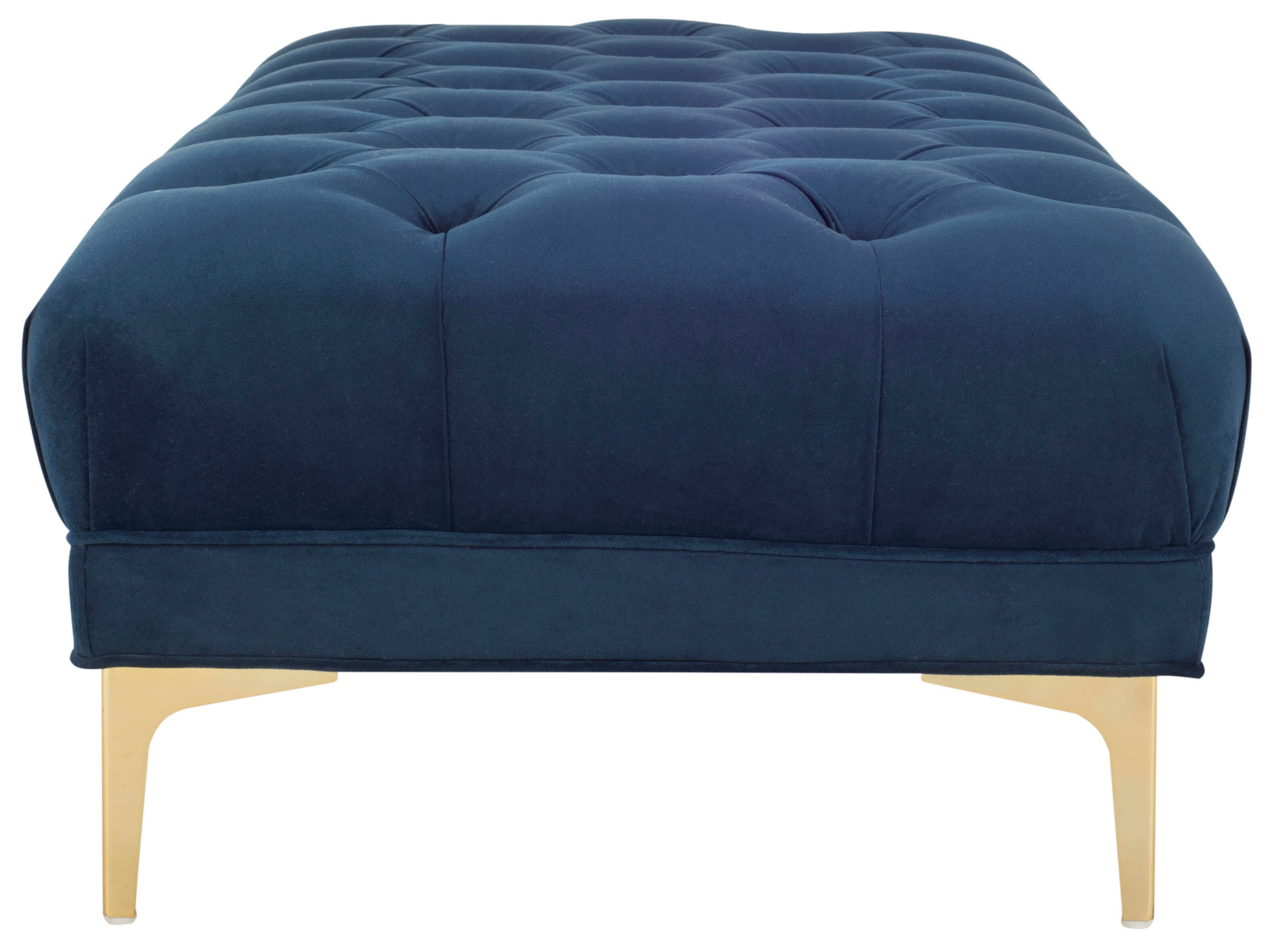Zarya Tufted Rectangular Bench, Navy/Brass, large
