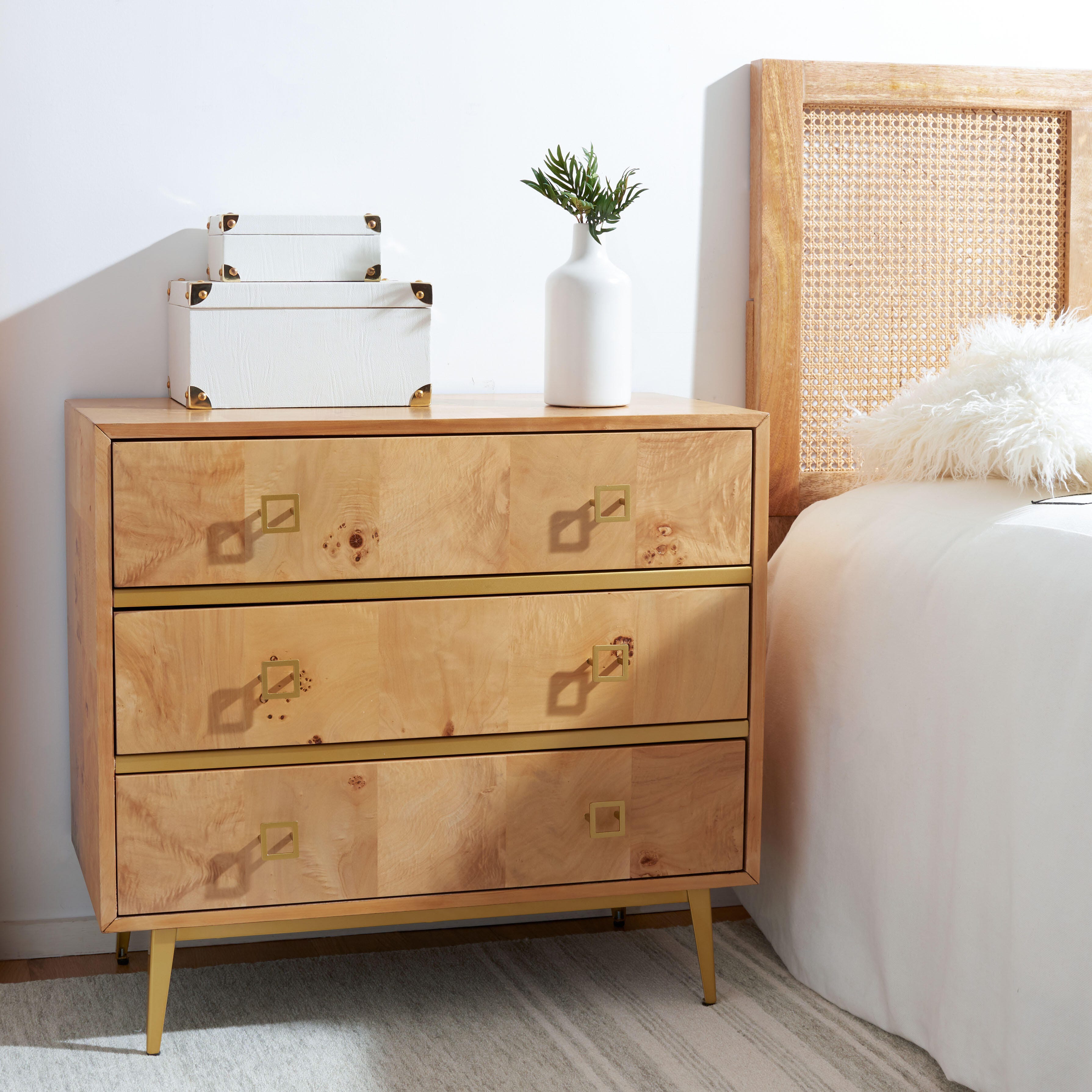 Katia 3 Drawer Chest, Natural/Gold, large