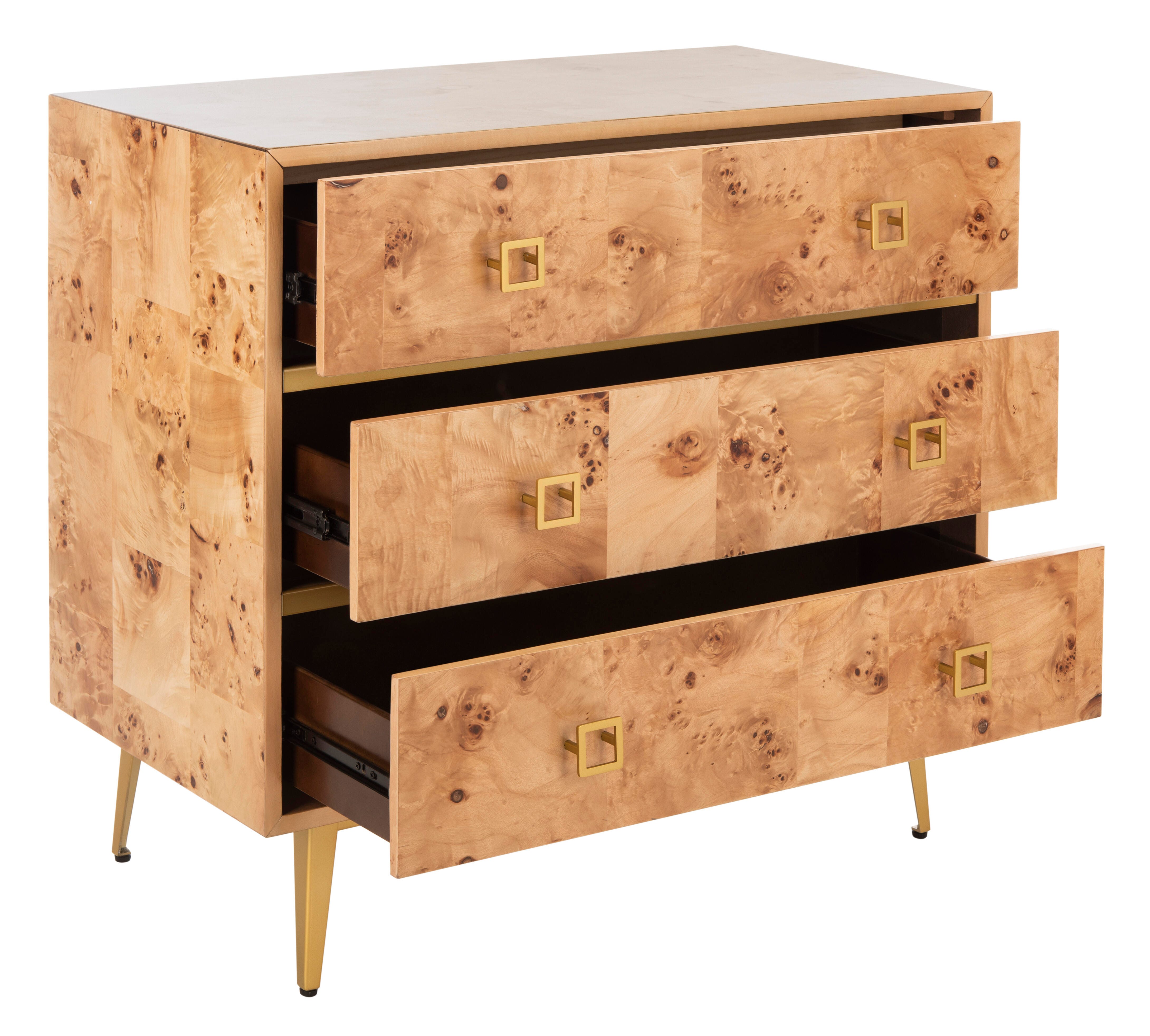 Katia 3 Drawer Chest, Natural/Gold, large