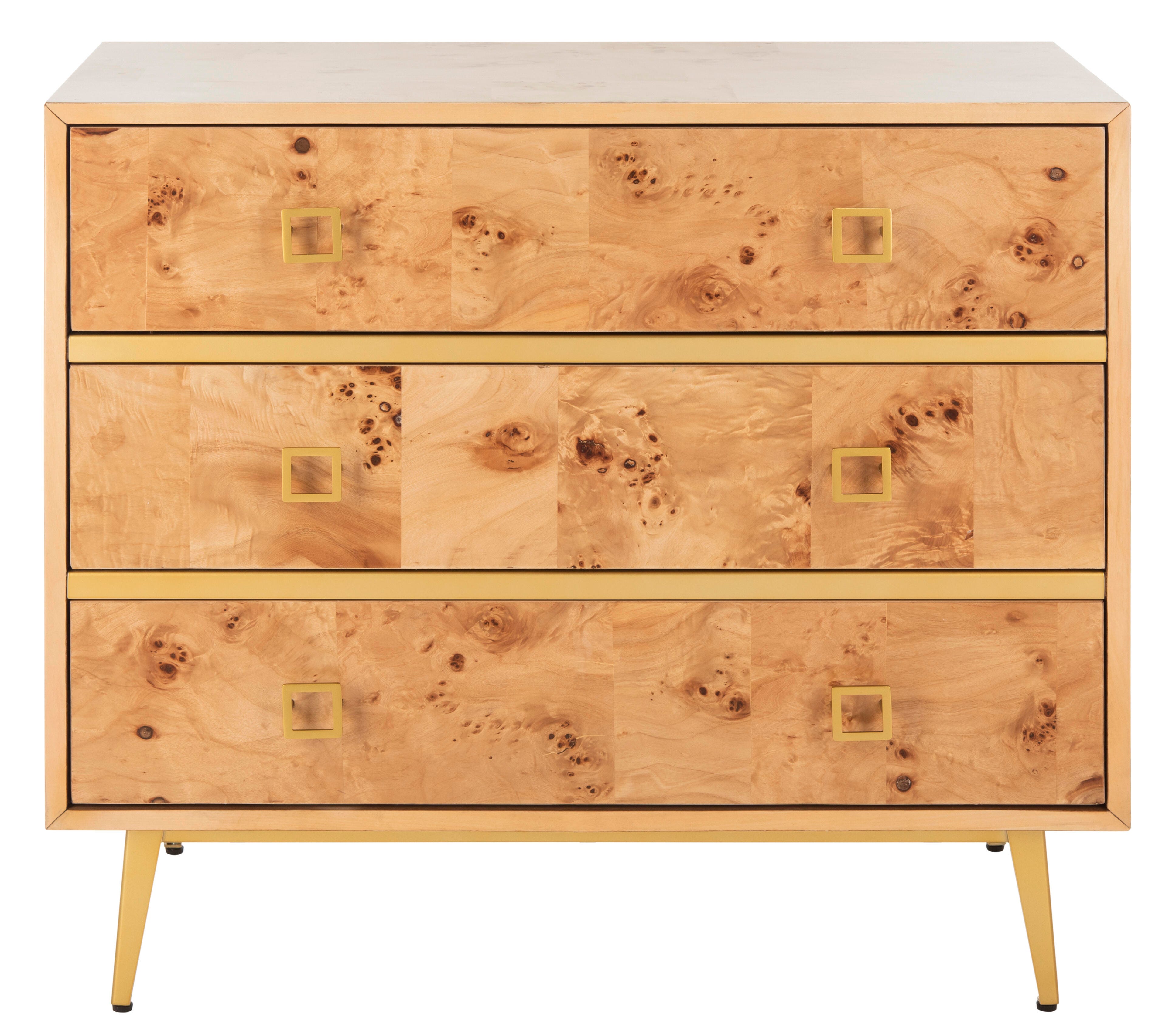 Katia 3 Drawer Chest, Natural/Gold, large