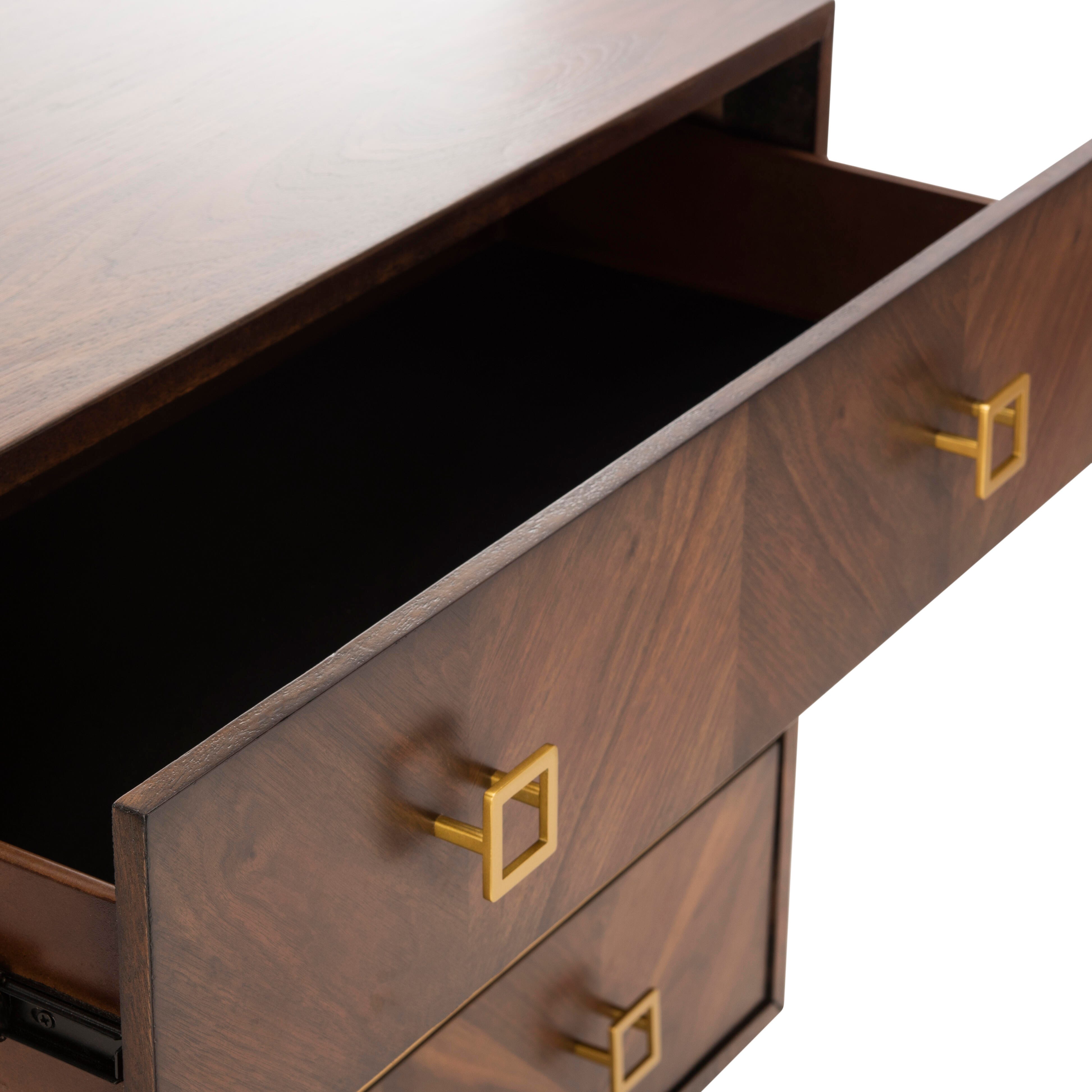 Katia 3 Drawer Chest, Mahogany/Gold, large