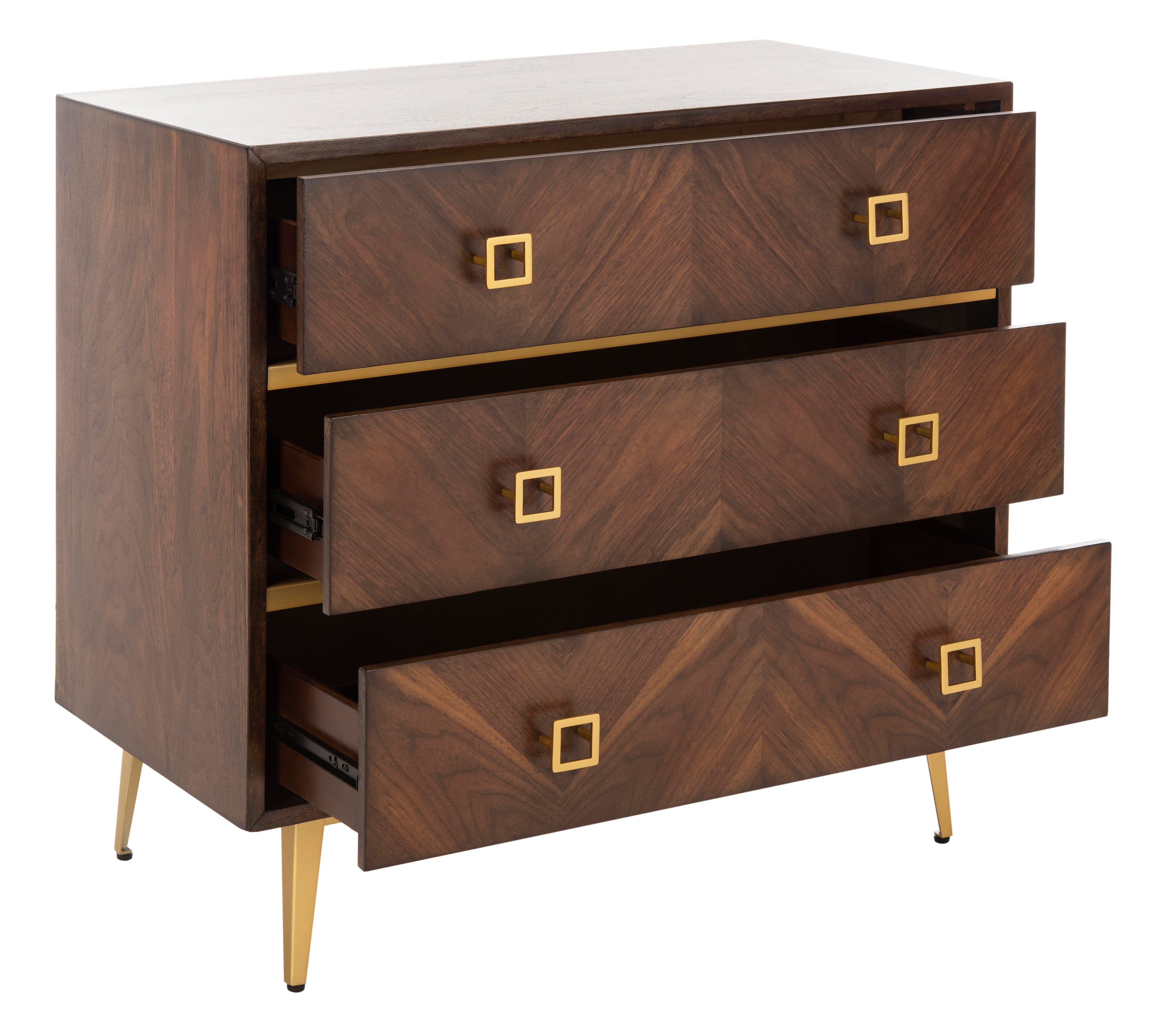 Katia 3 Drawer Chest, Mahogany/Gold, large