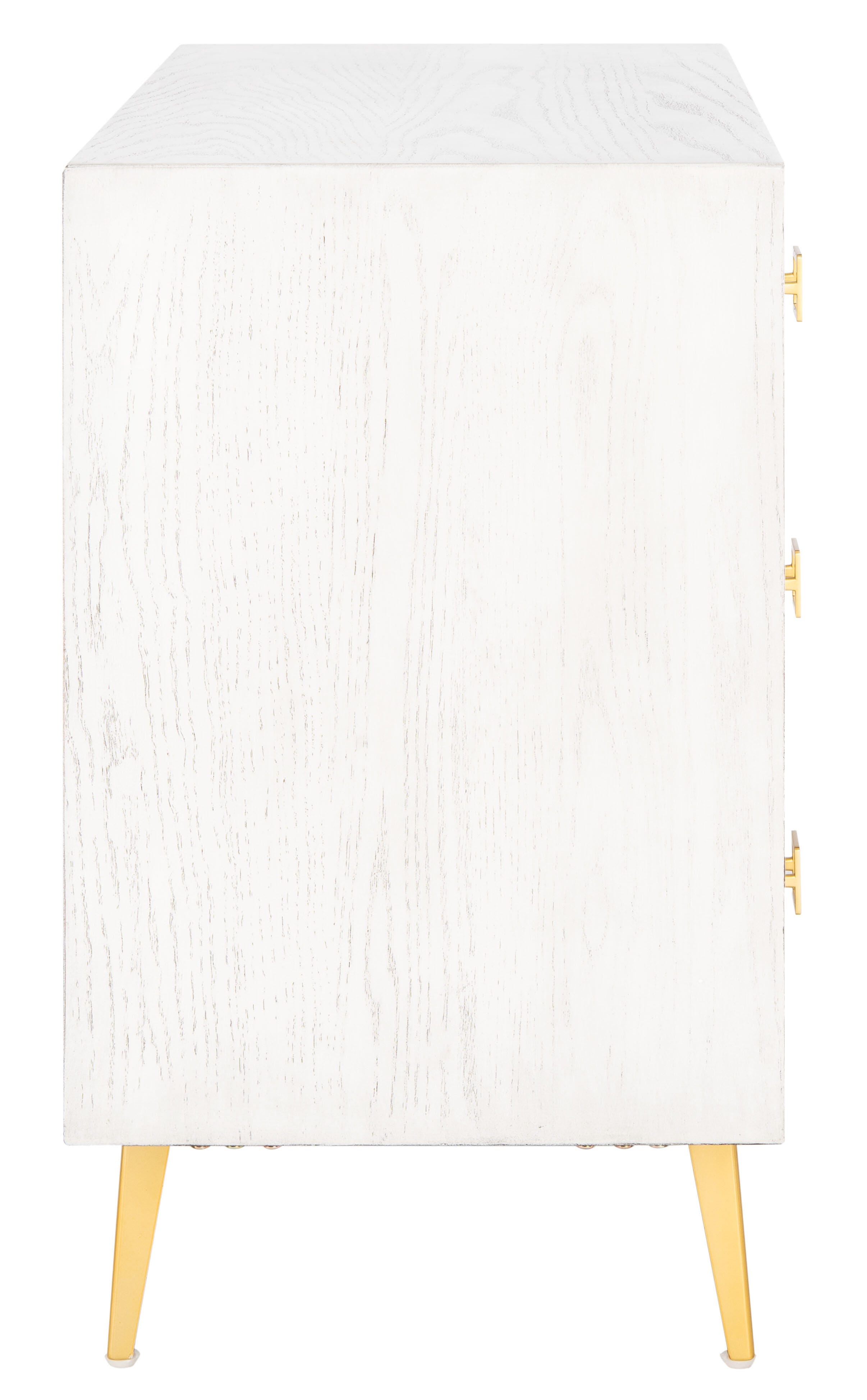 Katia 3 Drawer Chest, White Wash/Gold, large