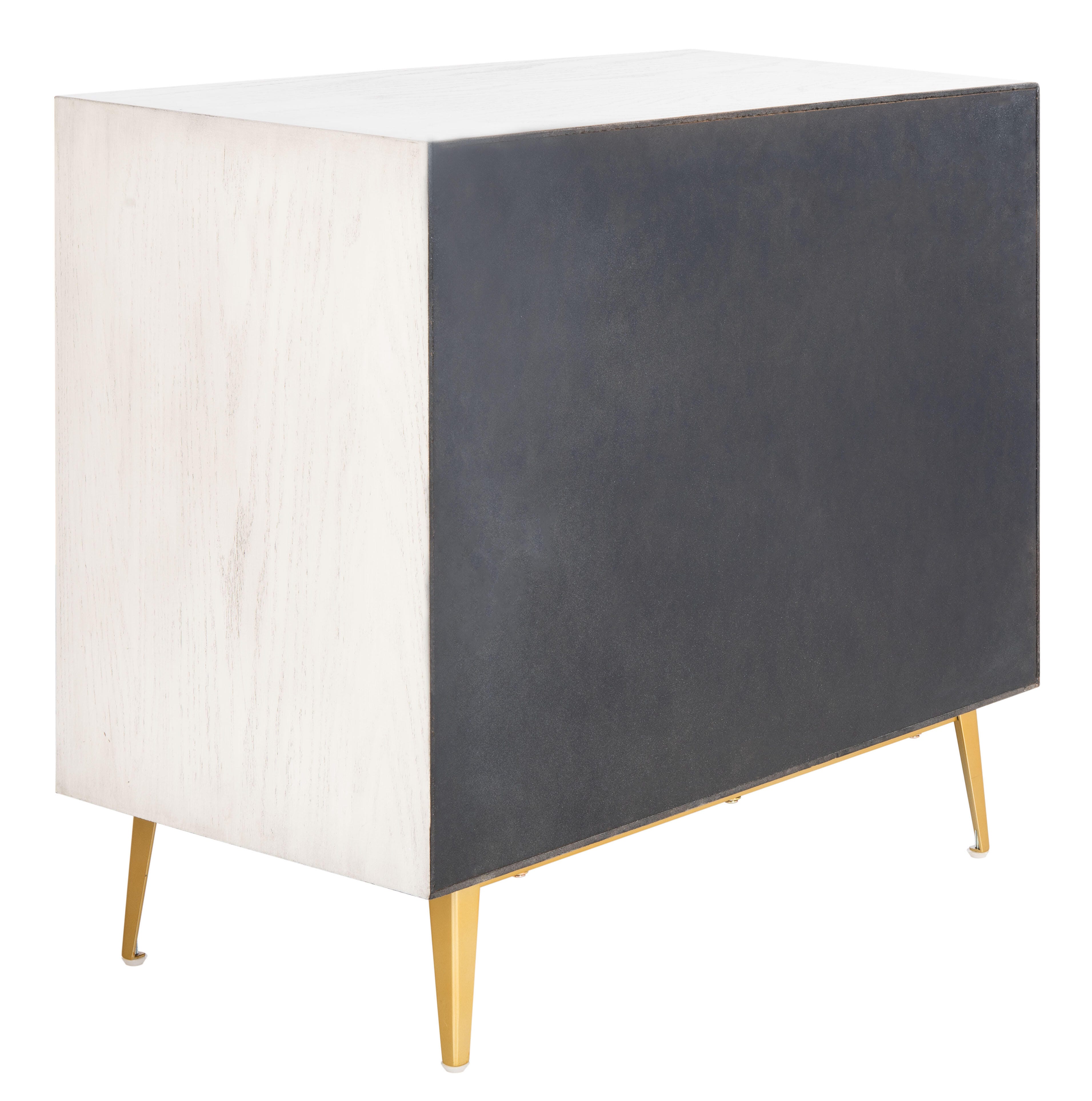 Katia 3 Drawer Chest, White Wash/Gold, large